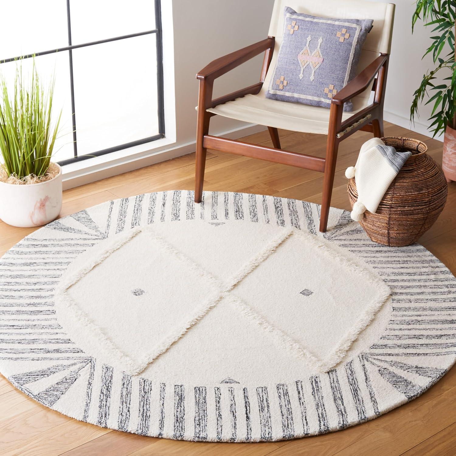 image:imageSAFAVIEH Area Rug 8x10 Casablanca Collection Large Ivory amp Black Handmade Wool Moroccan Boho Trellis Design Ideal for Living Room Bedroom Dining Space CSB987AIvoryBlack