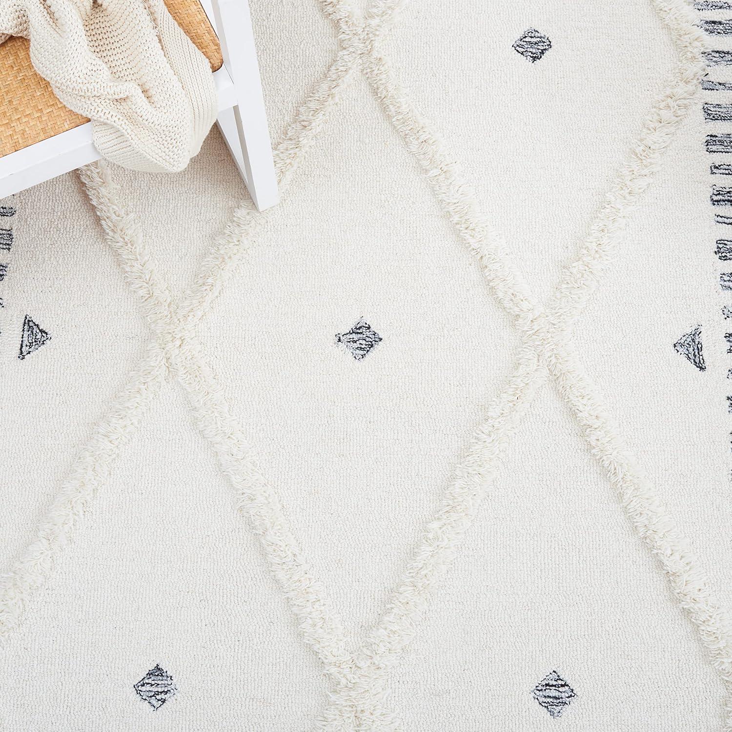 image:imageSAFAVIEH Area Rug 8x10 Casablanca Collection Large Ivory amp Black Handmade Wool Moroccan Boho Trellis Design Ideal for Living Room Bedroom Dining Space CSB987AIvoryBlack