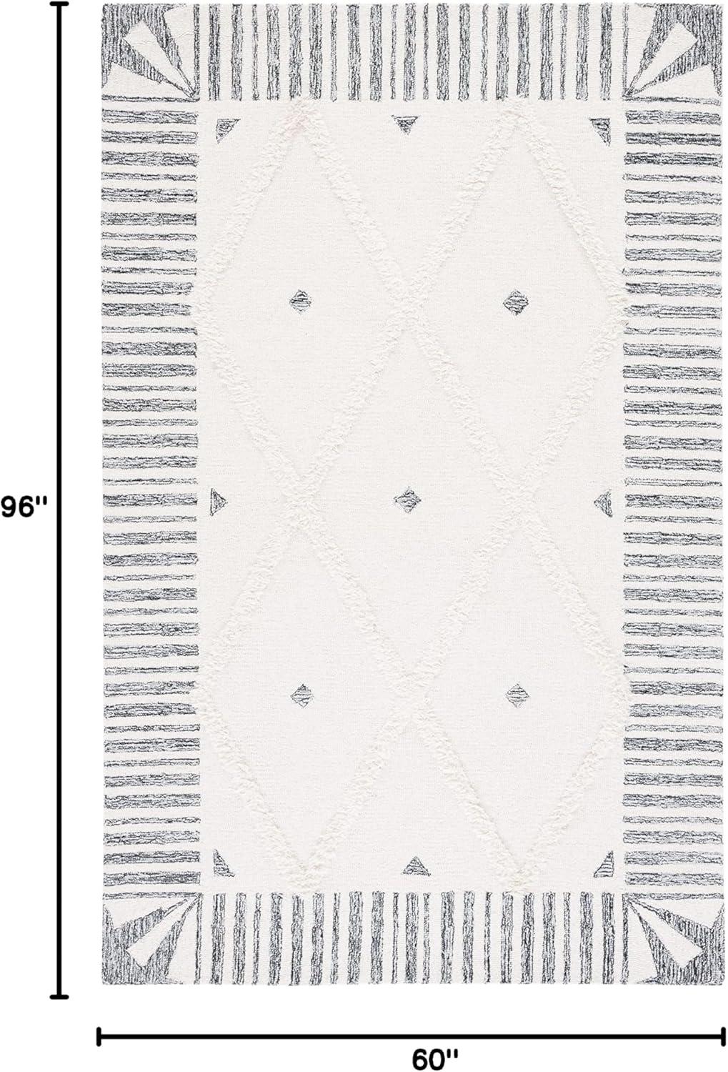 image:imageSAFAVIEH Area Rug 8x10 Casablanca Collection Large Ivory amp Black Handmade Wool Moroccan Boho Trellis Design Ideal for Living Room Bedroom Dining Space CSB987AIvoryBlack