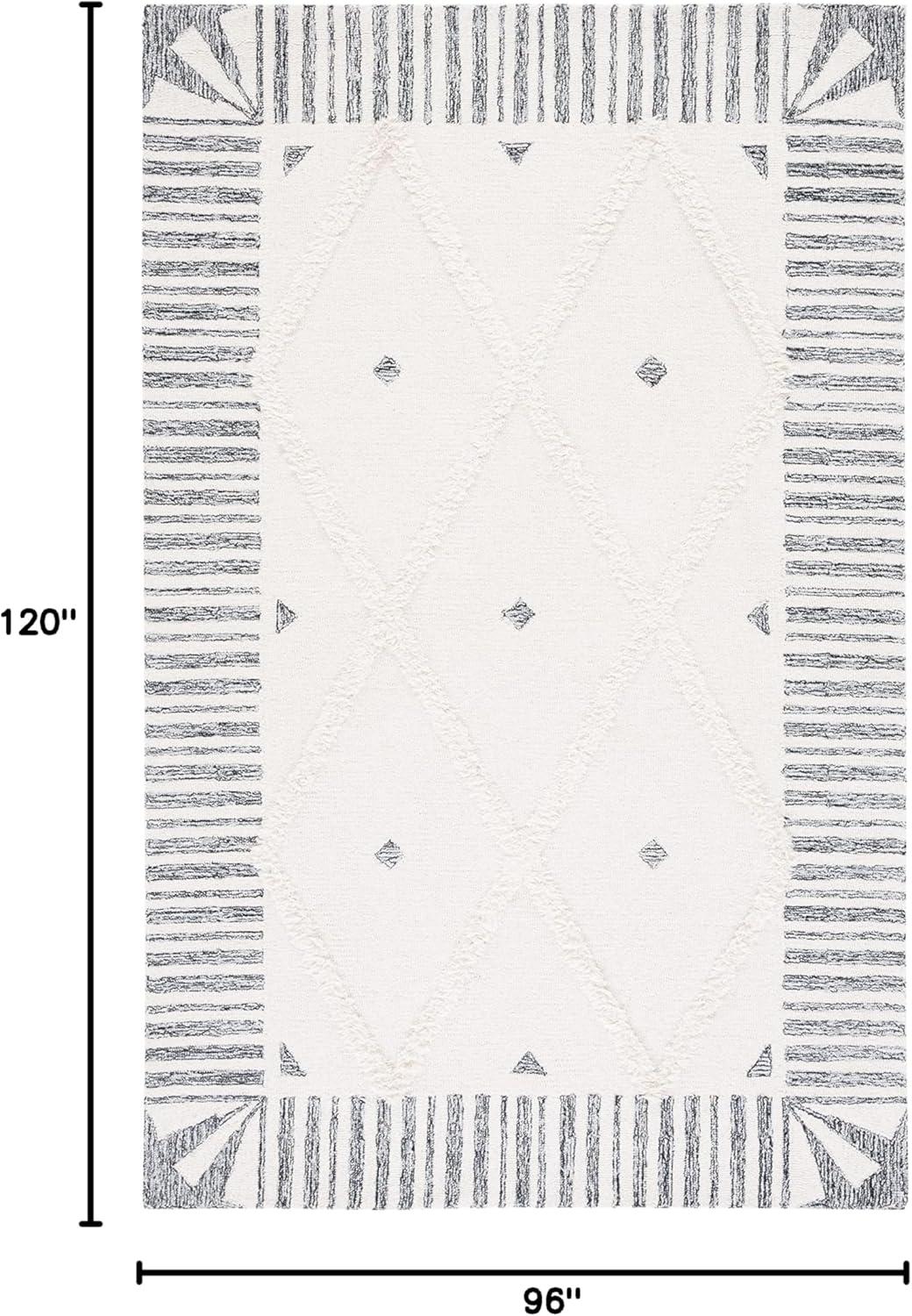 image:imageSAFAVIEH Area Rug 8x10 Casablanca Collection Large Ivory amp Black Handmade Wool Moroccan Boho Trellis Design Ideal for Living Room Bedroom Dining Space CSB987AIvoryBlack