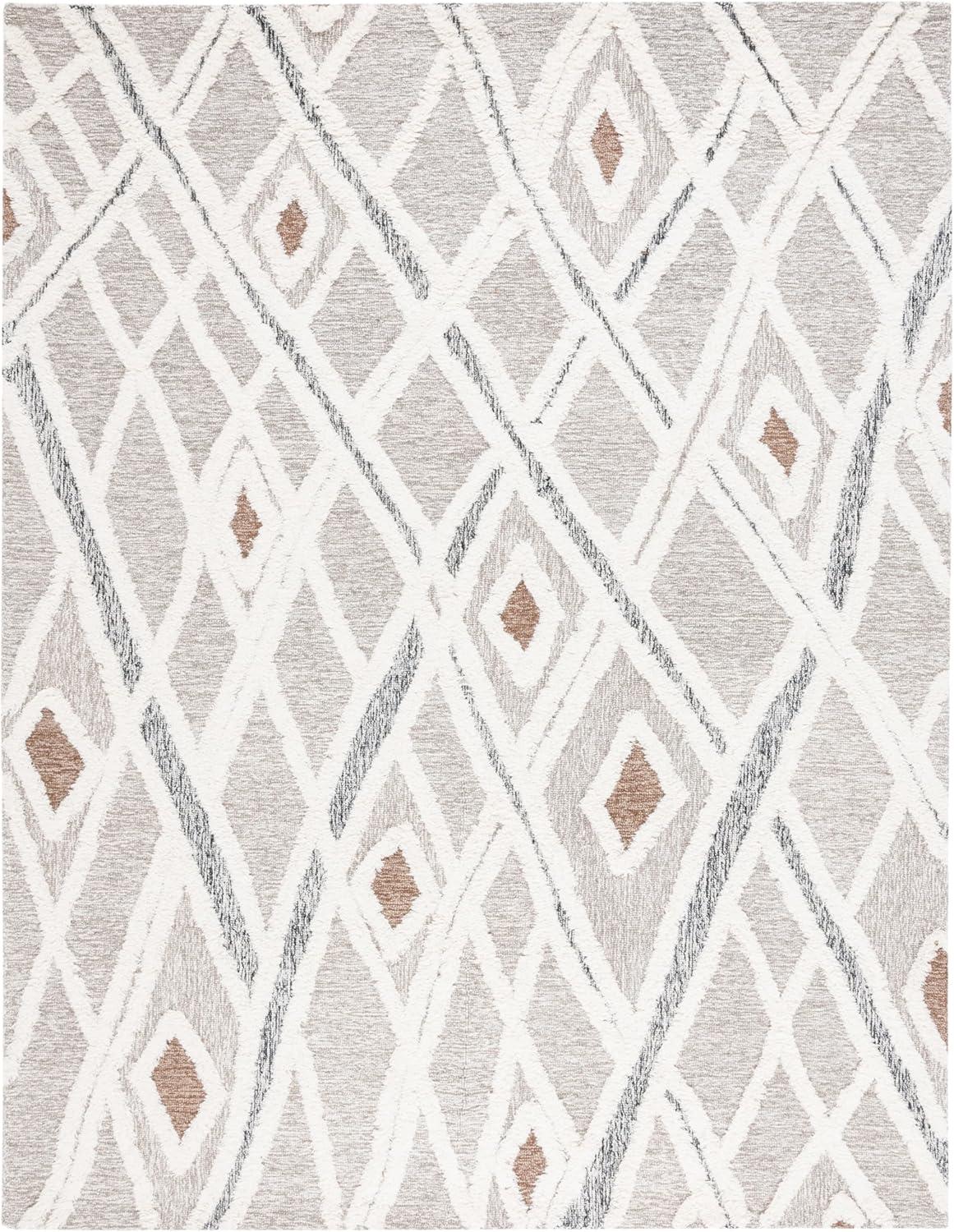 image:imageSAFAVIEH Area Rug 8x10 Casablanca Collection Large Ivory amp Brown Handmade Wool Moroccan Design Ideal for Living Room Bedroom Dining Space CSB975AGreyIvory