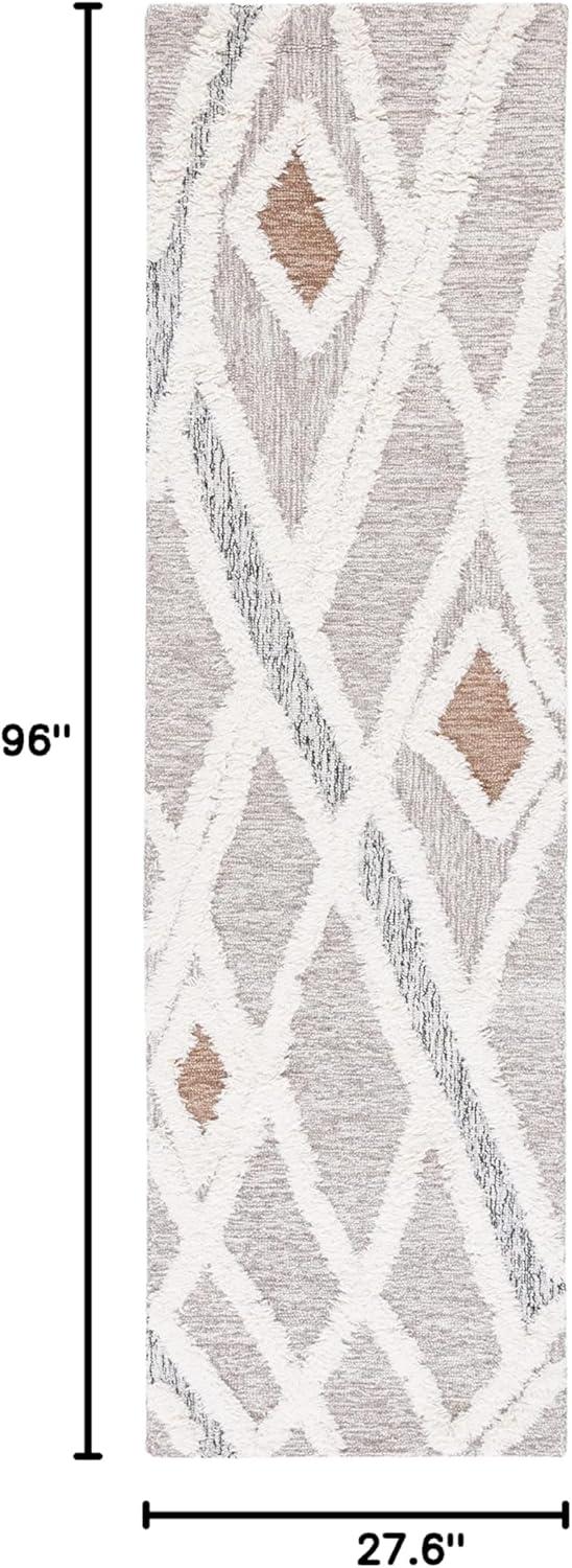 image:imageSAFAVIEH Area Rug 8x10 Casablanca Collection Large Ivory amp Brown Handmade Wool Moroccan Design Ideal for Living Room Bedroom Dining Space CSB975AGreyIvory