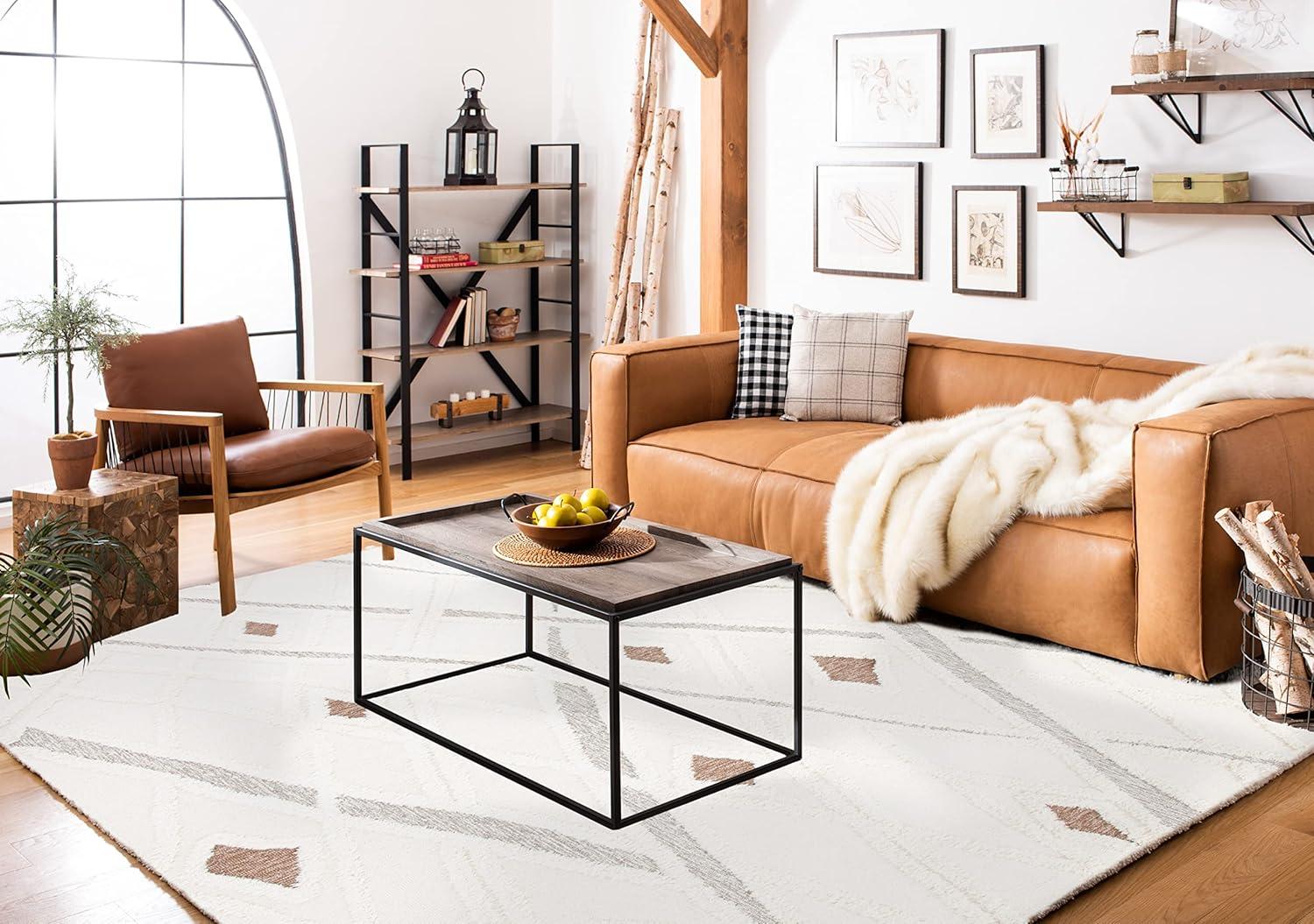 image:imageSAFAVIEH Area Rug 8x10 Casablanca Collection Large Ivory amp Brown Handmade Wool Moroccan Design Ideal for Living Room Bedroom Dining Space CSB975AIvoryBrown