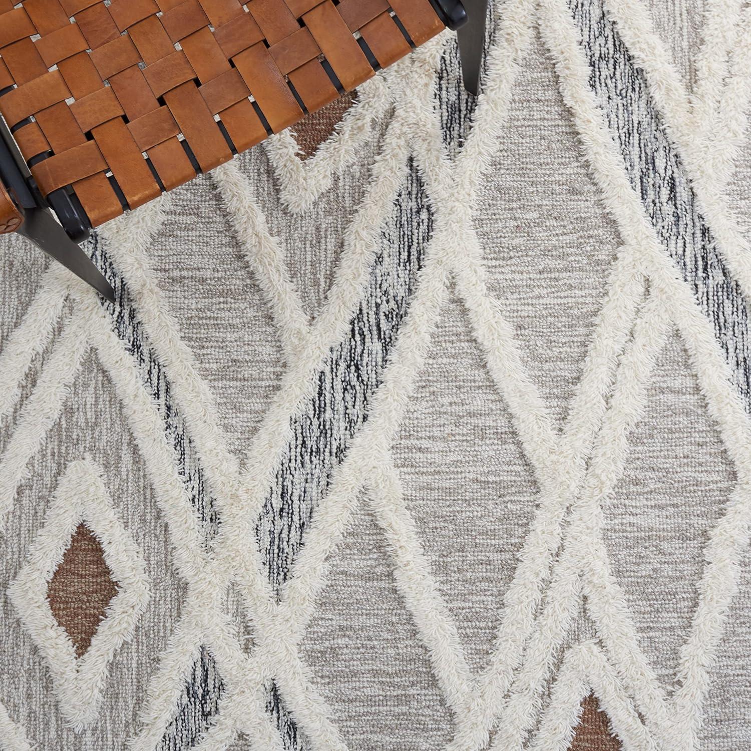 image:imageSAFAVIEH Area Rug 8x10 Casablanca Collection Large Ivory amp Brown Handmade Wool Moroccan Design Ideal for Living Room Bedroom Dining Space CSB975AGreyIvory