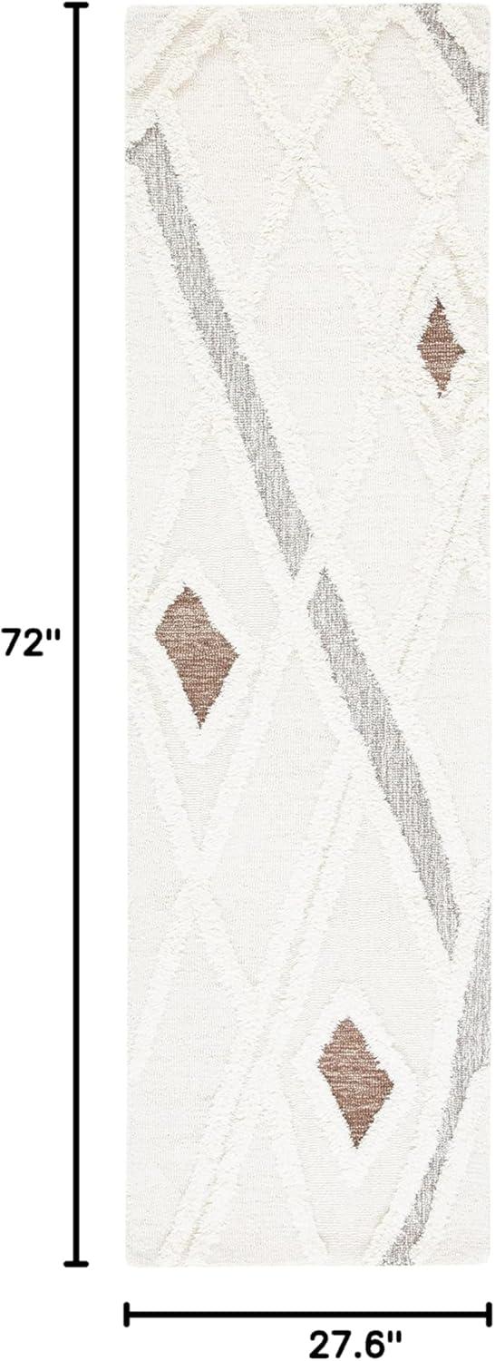image:imageSAFAVIEH Area Rug 8x10 Casablanca Collection Large Ivory amp Brown Handmade Wool Moroccan Design Ideal for Living Room Bedroom Dining Space CSB975AIvoryBrown