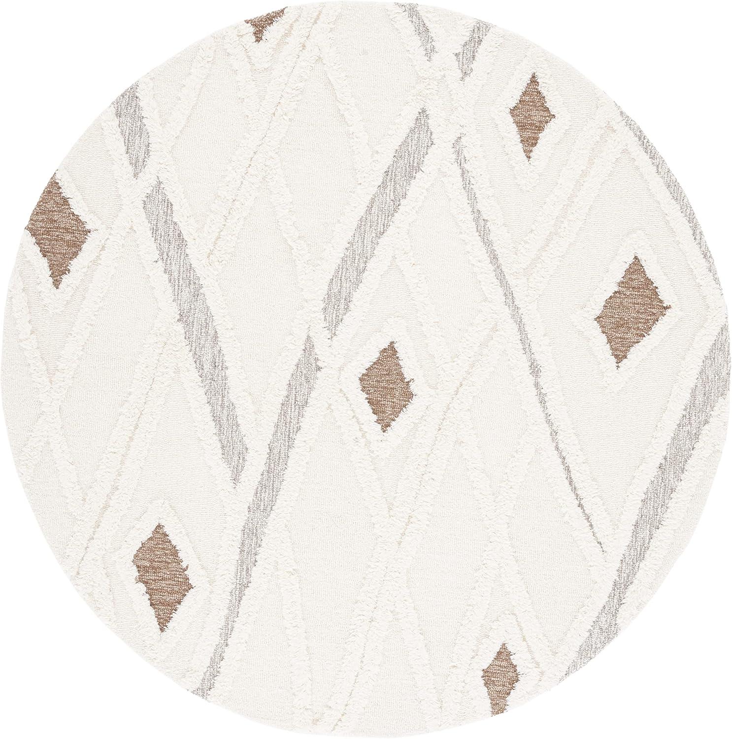 image:imageSAFAVIEH Area Rug 8x10 Casablanca Collection Large Ivory amp Brown Handmade Wool Moroccan Design Ideal for Living Room Bedroom Dining Space CSB975AIvoryBrown