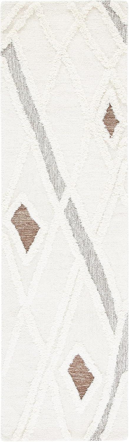 image:imageSAFAVIEH Area Rug 8x10 Casablanca Collection Large Ivory amp Brown Handmade Wool Moroccan Design Ideal for Living Room Bedroom Dining Space CSB975AIvoryBrown