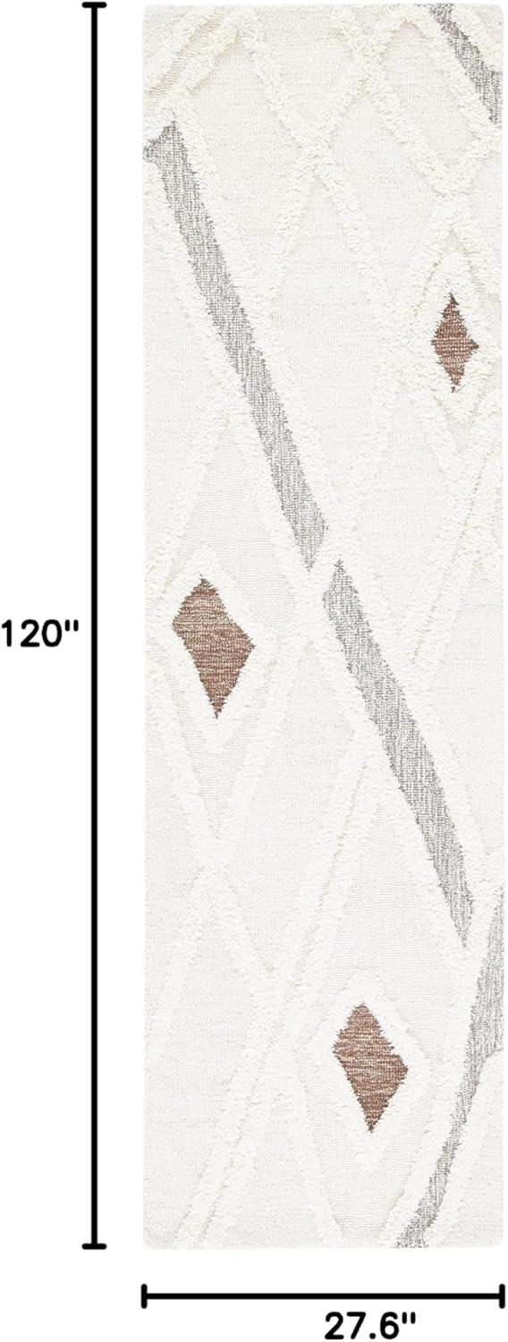 image:imageSAFAVIEH Area Rug 8x10 Casablanca Collection Large Ivory amp Brown Handmade Wool Moroccan Design Ideal for Living Room Bedroom Dining Space CSB975AIvoryBrown
