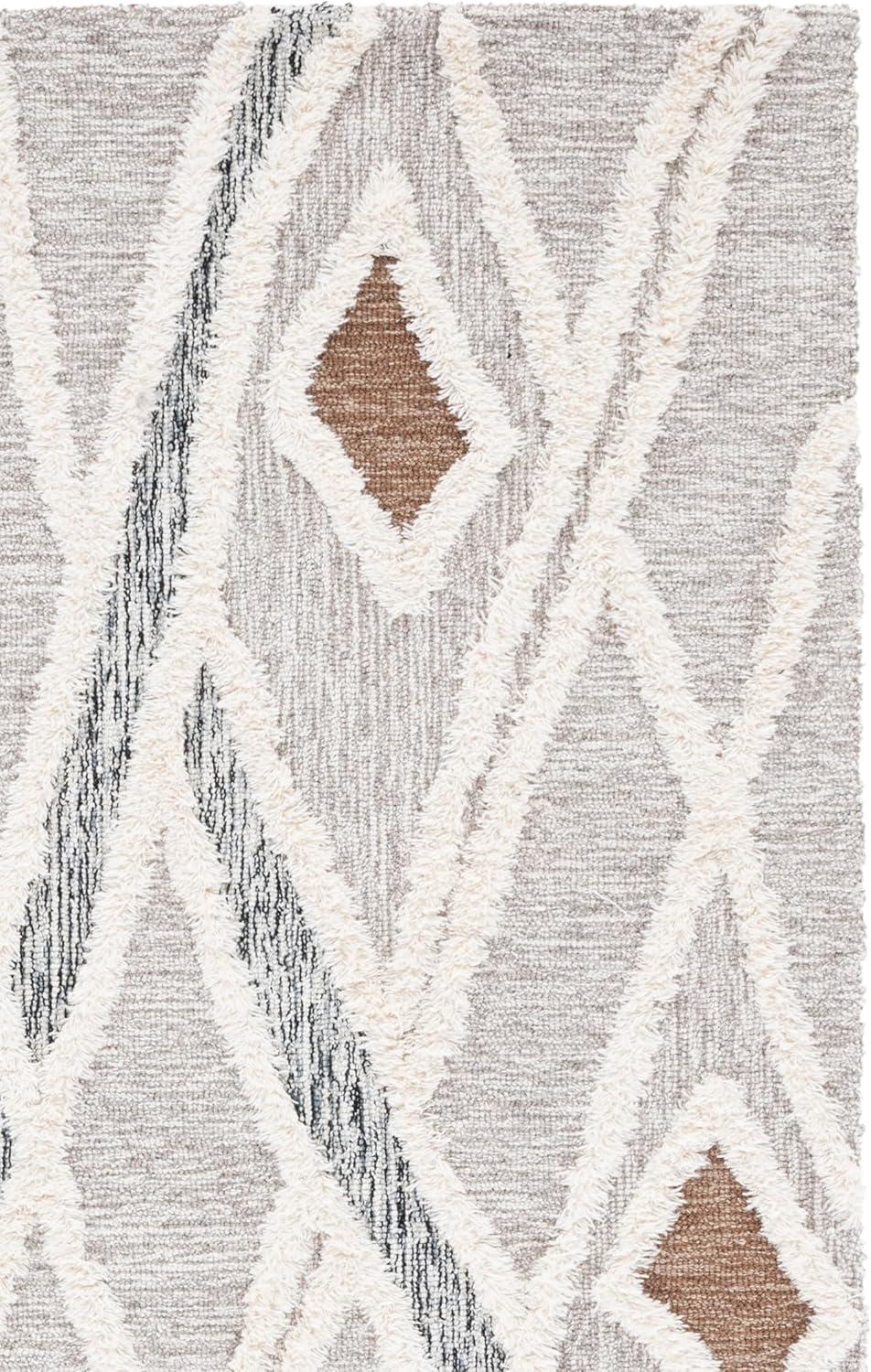 image:imageSAFAVIEH Area Rug 8x10 Casablanca Collection Large Ivory amp Brown Handmade Wool Moroccan Design Ideal for Living Room Bedroom Dining Space CSB975AGreyIvory