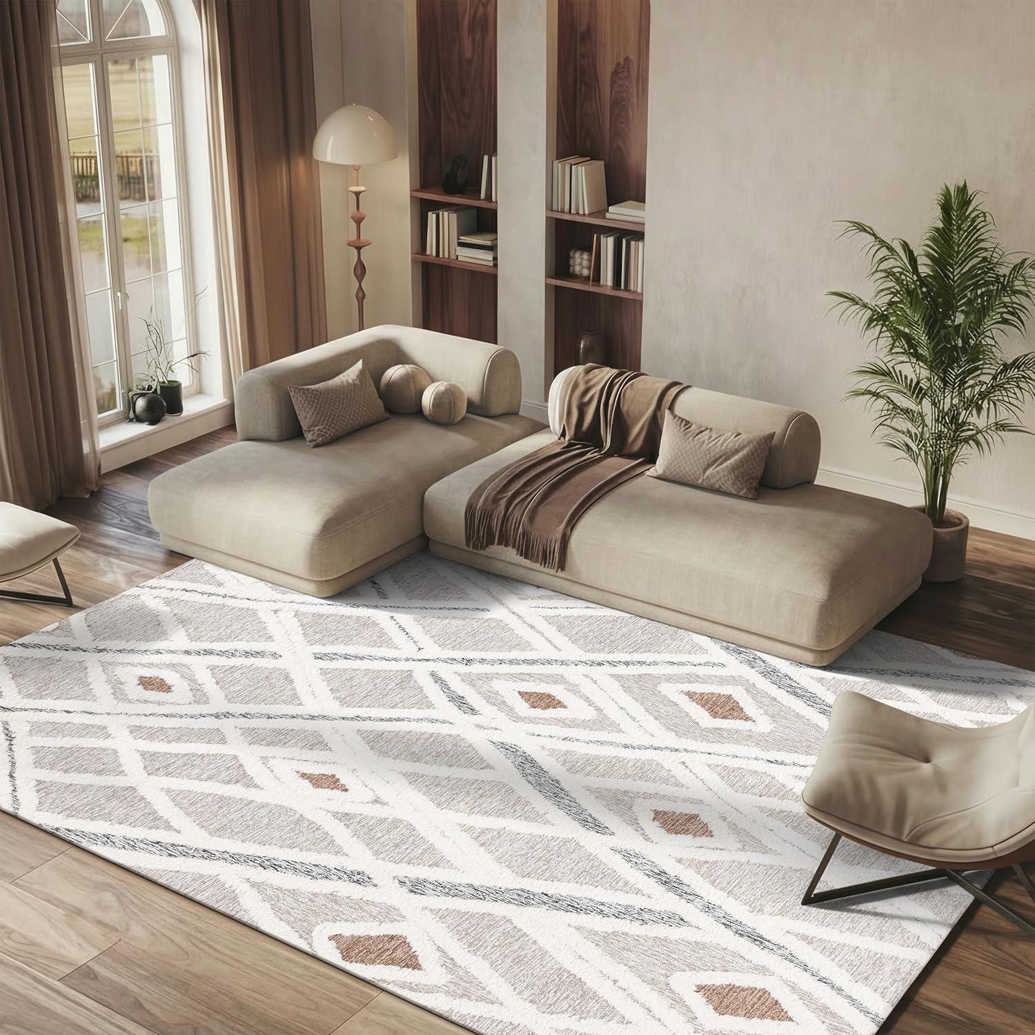 image:imageSAFAVIEH Area Rug 8x10 Casablanca Collection Large Ivory amp Brown Handmade Wool Moroccan Design Ideal for Living Room Bedroom Dining Space CSB975AGreyIvory