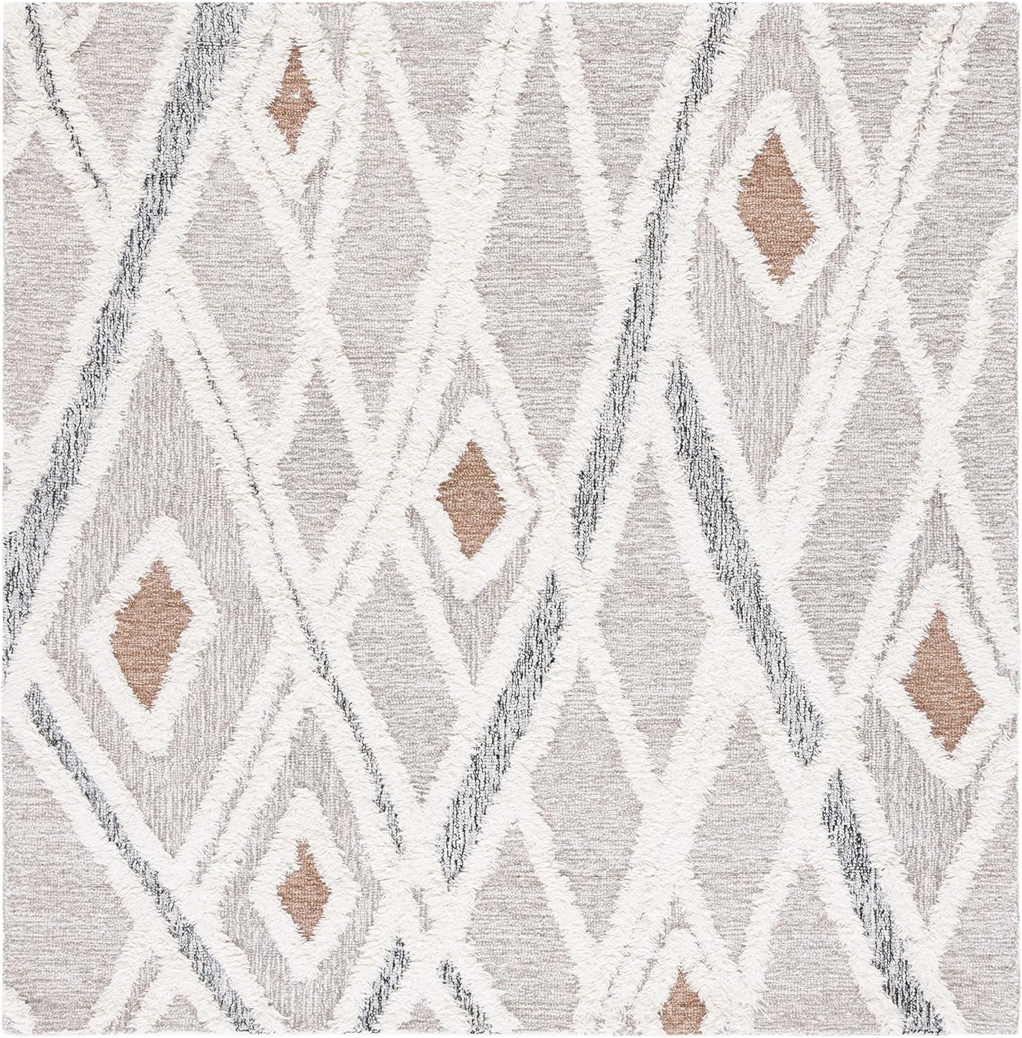 image:imageSAFAVIEH Area Rug 8x10 Casablanca Collection Large Ivory amp Brown Handmade Wool Moroccan Design Ideal for Living Room Bedroom Dining Space CSB975AGreyIvory