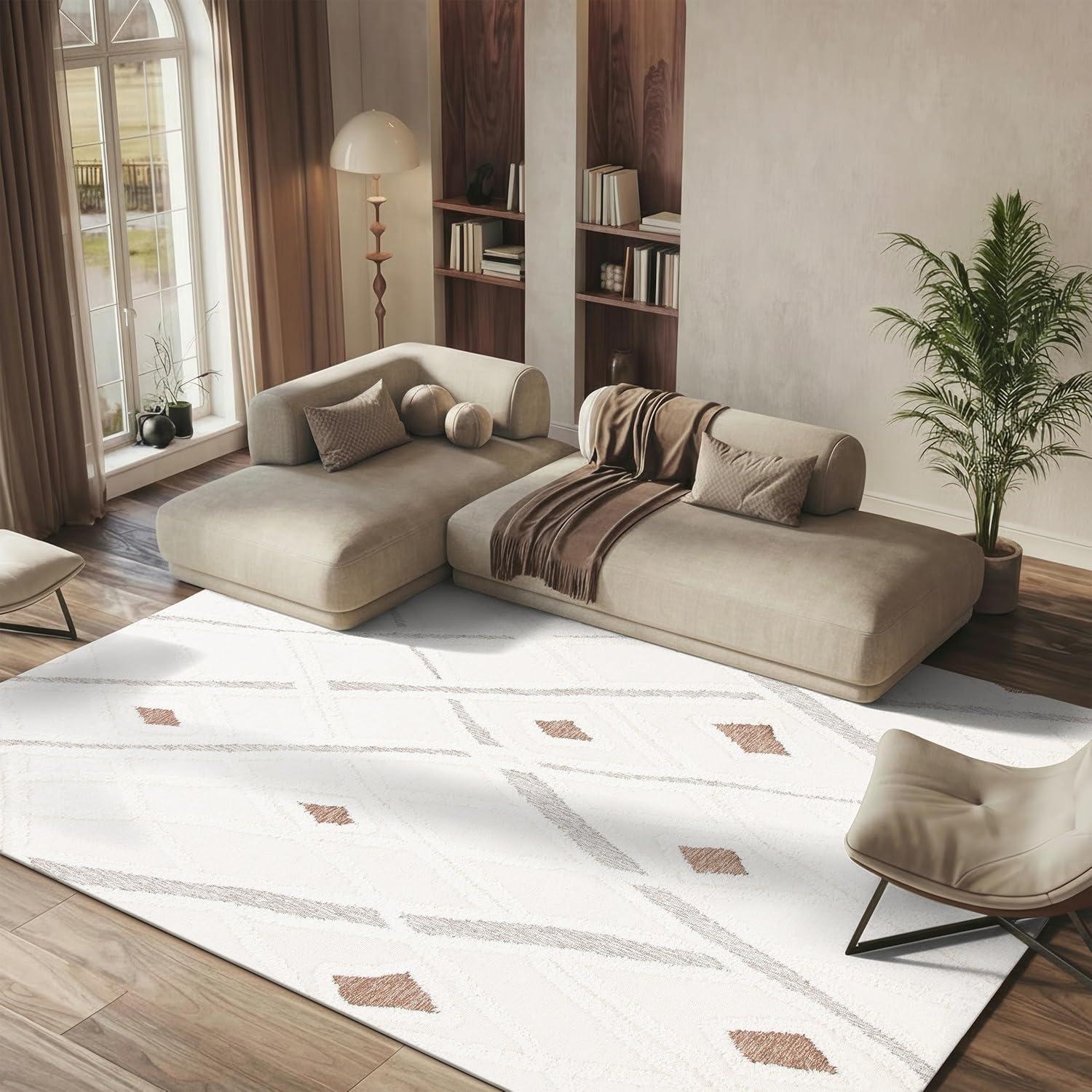 image:imageSAFAVIEH Area Rug 8x10 Casablanca Collection Large Ivory amp Brown Handmade Wool Moroccan Design Ideal for Living Room Bedroom Dining Space CSB975AIvoryBrown