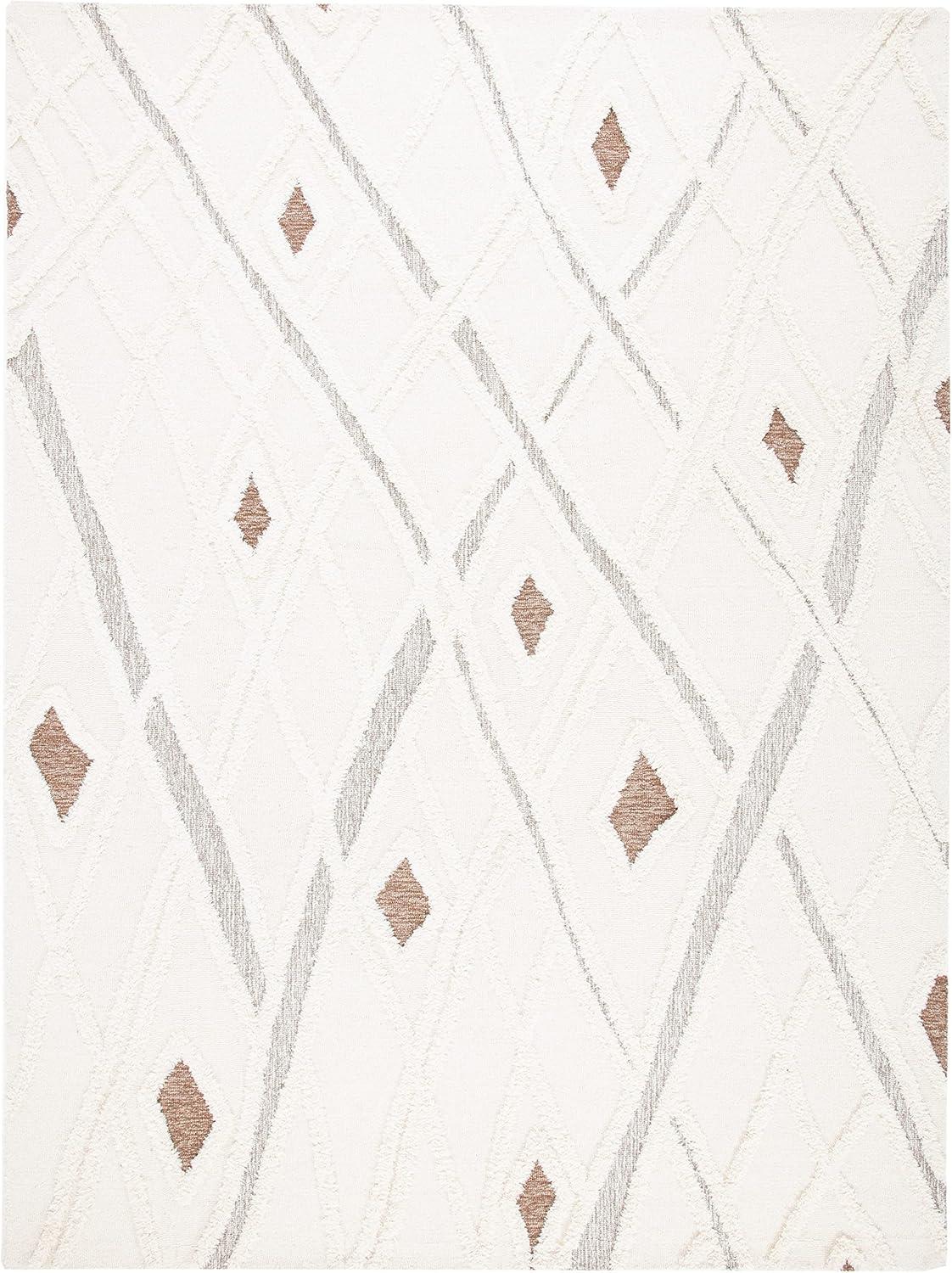 image:imageSAFAVIEH Area Rug 8x10 Casablanca Collection Large Ivory amp Brown Handmade Wool Moroccan Design Ideal for Living Room Bedroom Dining Space CSB975AIvoryBrown