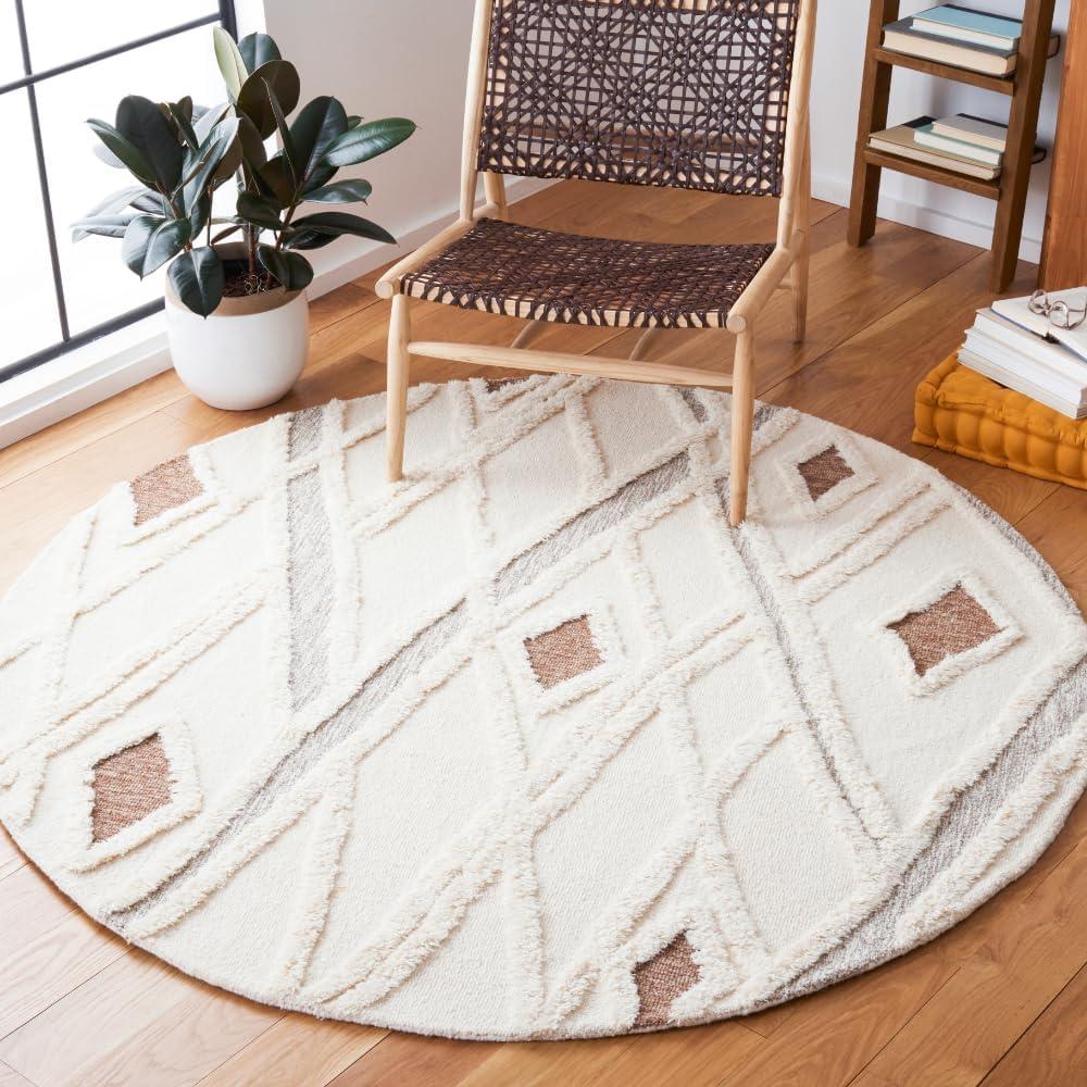 image:imageSAFAVIEH Area Rug 8x10 Casablanca Collection Large Ivory amp Brown Handmade Wool Moroccan Design Ideal for Living Room Bedroom Dining Space CSB975AIvoryBrown