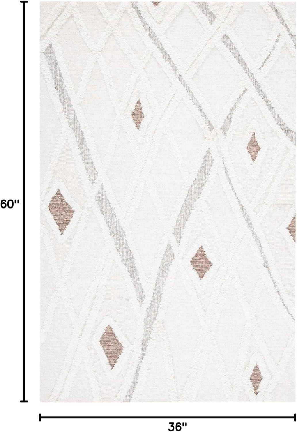 image:imageSAFAVIEH Area Rug 8x10 Casablanca Collection Large Ivory amp Brown Handmade Wool Moroccan Design Ideal for Living Room Bedroom Dining Space CSB975AIvoryBrown