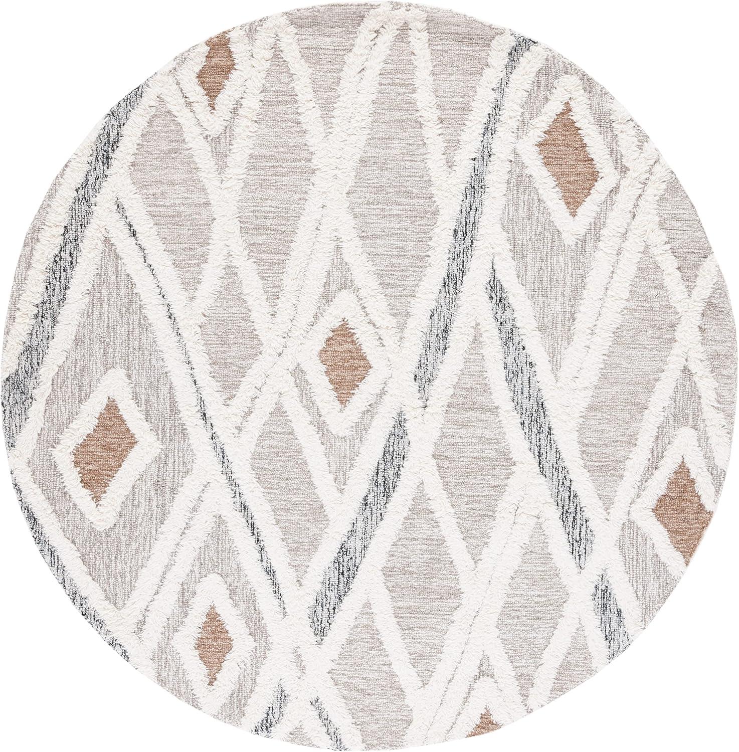 image:imageSAFAVIEH Area Rug 8x10 Casablanca Collection Large Ivory amp Brown Handmade Wool Moroccan Design Ideal for Living Room Bedroom Dining Space CSB975AGreyIvory