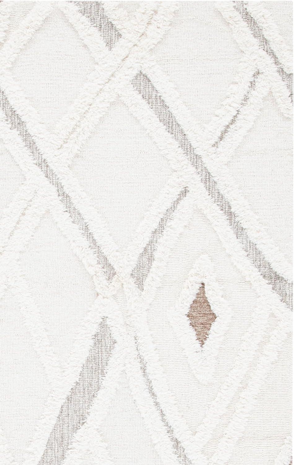 image:imageSAFAVIEH Area Rug 8x10 Casablanca Collection Large Ivory amp Brown Handmade Wool Moroccan Design Ideal for Living Room Bedroom Dining Space CSB975AIvoryBrown