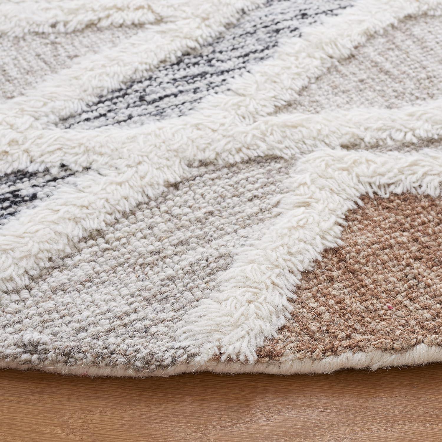 image:imageSAFAVIEH Area Rug 8x10 Casablanca Collection Large Ivory amp Brown Handmade Wool Moroccan Design Ideal for Living Room Bedroom Dining Space CSB975AGreyIvory