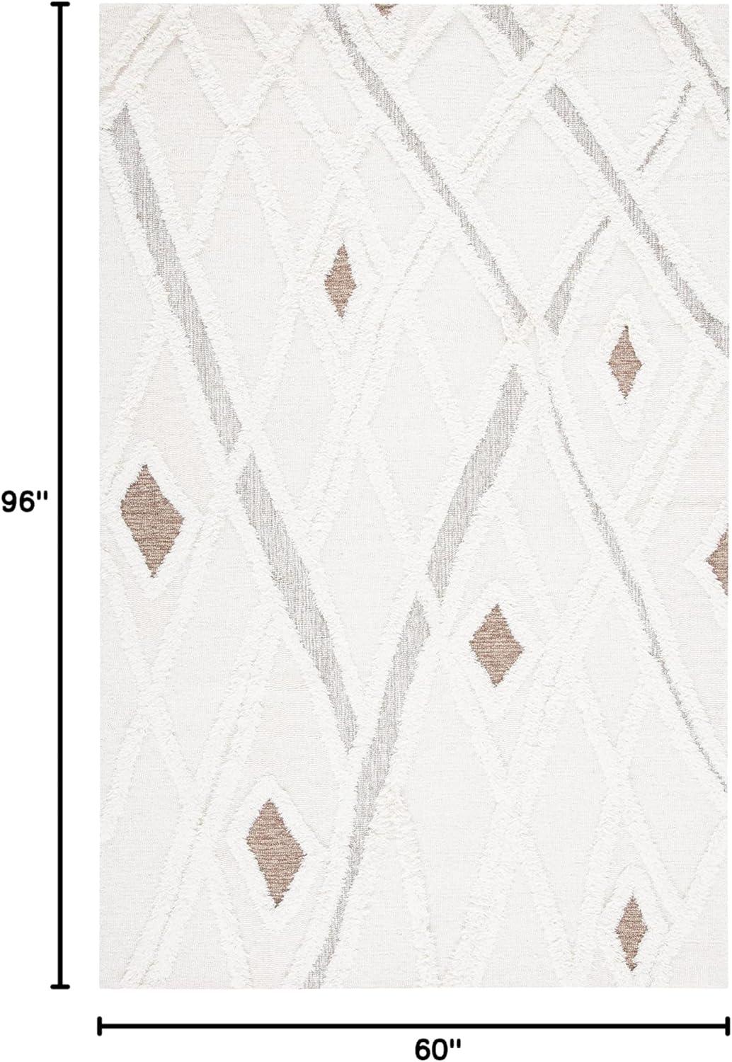 image:imageSAFAVIEH Area Rug 8x10 Casablanca Collection Large Ivory amp Brown Handmade Wool Moroccan Design Ideal for Living Room Bedroom Dining Space CSB975AIvoryBrown