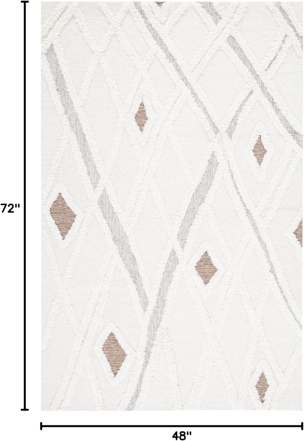 image:imageSAFAVIEH Area Rug 8x10 Casablanca Collection Large Ivory amp Brown Handmade Wool Moroccan Design Ideal for Living Room Bedroom Dining Space CSB975AIvoryBrown