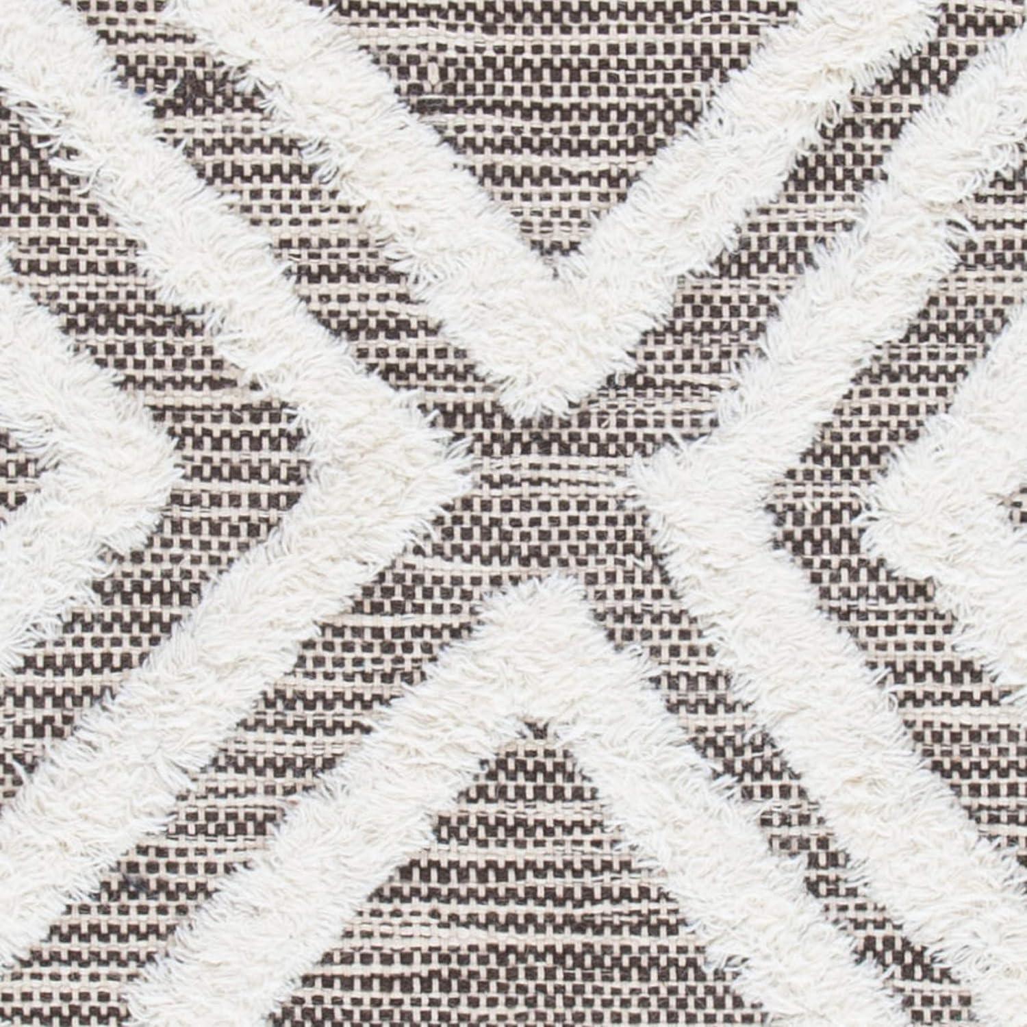 image:imageSAFAVIEH Area Rug 8x10 Kenya Collection Large Black amp Ivory Handmade Wool Moroccan Tassel Design Ideal for Living Room Bedroom Dining Space KNY331ZBrownIvory