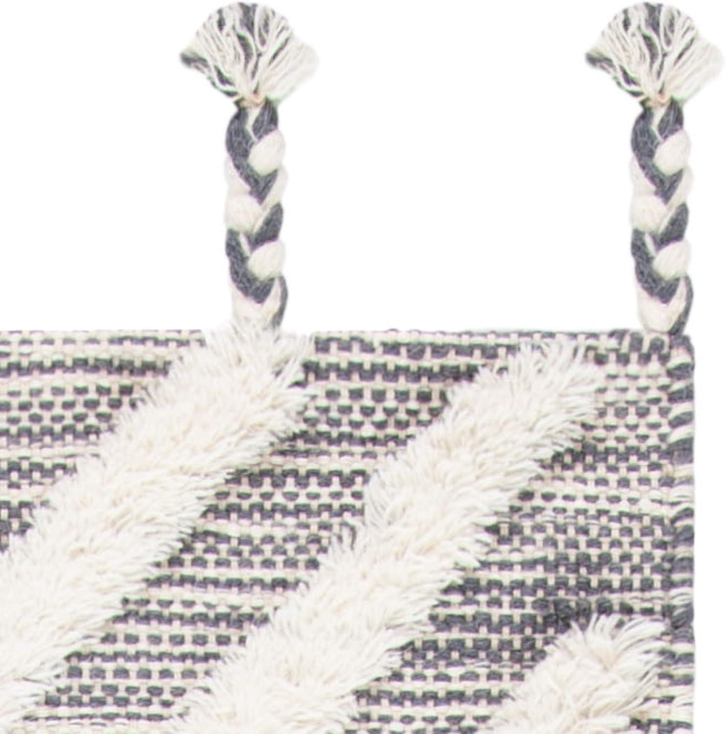 image:imageSAFAVIEH Area Rug 8x10 Kenya Collection Large Black amp Ivory Handmade Wool Moroccan Tassel Design Ideal for Living Room Bedroom Dining Space KNY331ZGreyIvory