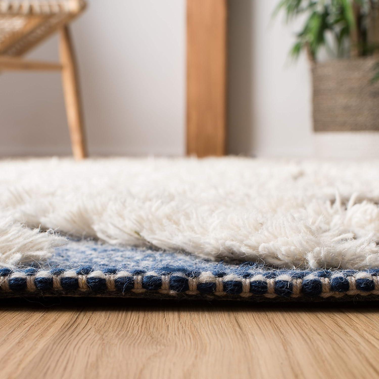 image:imageSAFAVIEH Area Rug 8x10 Kenya Collection Large Black amp Ivory Handmade Wool Moroccan Tassel Design Ideal for Living Room Bedroom Dining Space KNY331ZNavyIvory