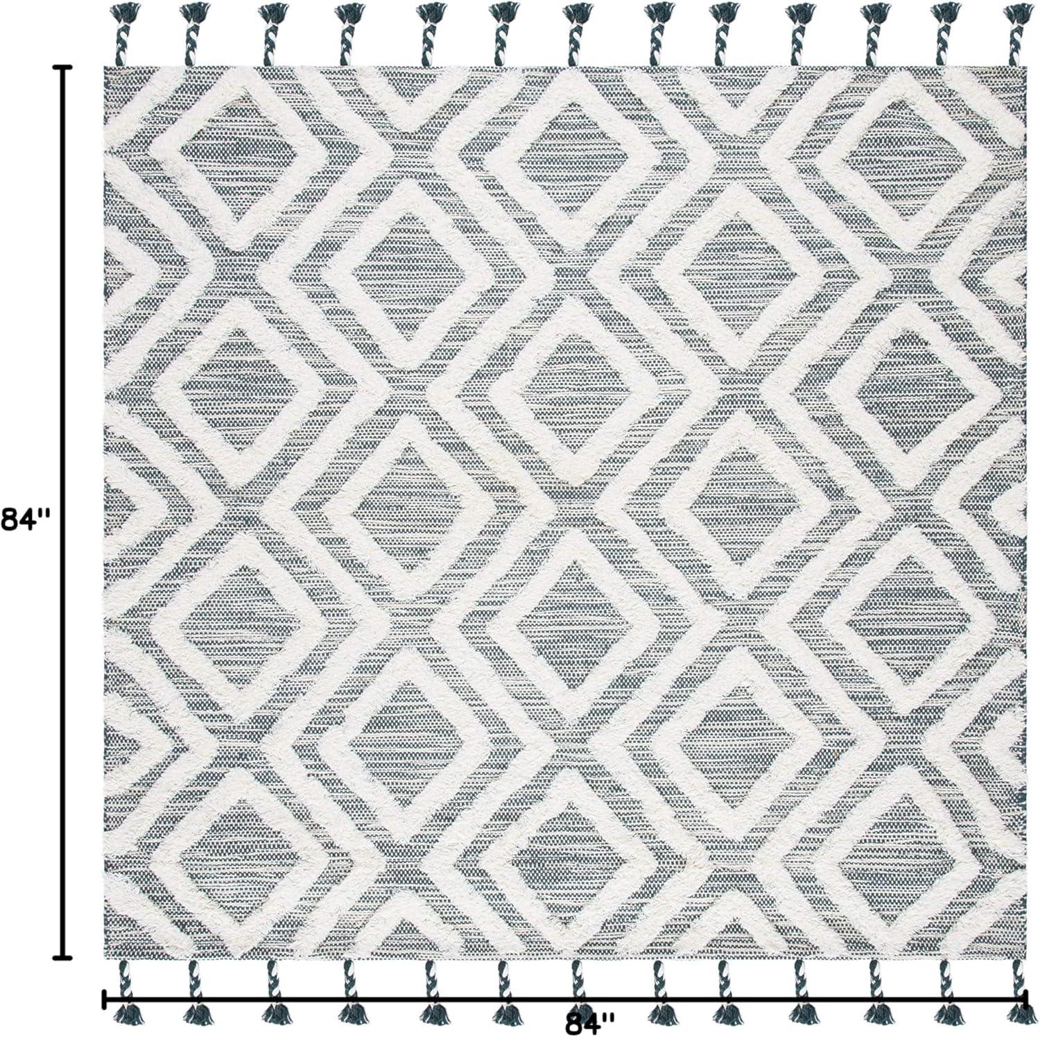 image:imageSAFAVIEH Area Rug 8x10 Kenya Collection Large Black amp Ivory Handmade Wool Moroccan Tassel Design Ideal for Living Room Bedroom Dining Space KNY331ZTealIvory