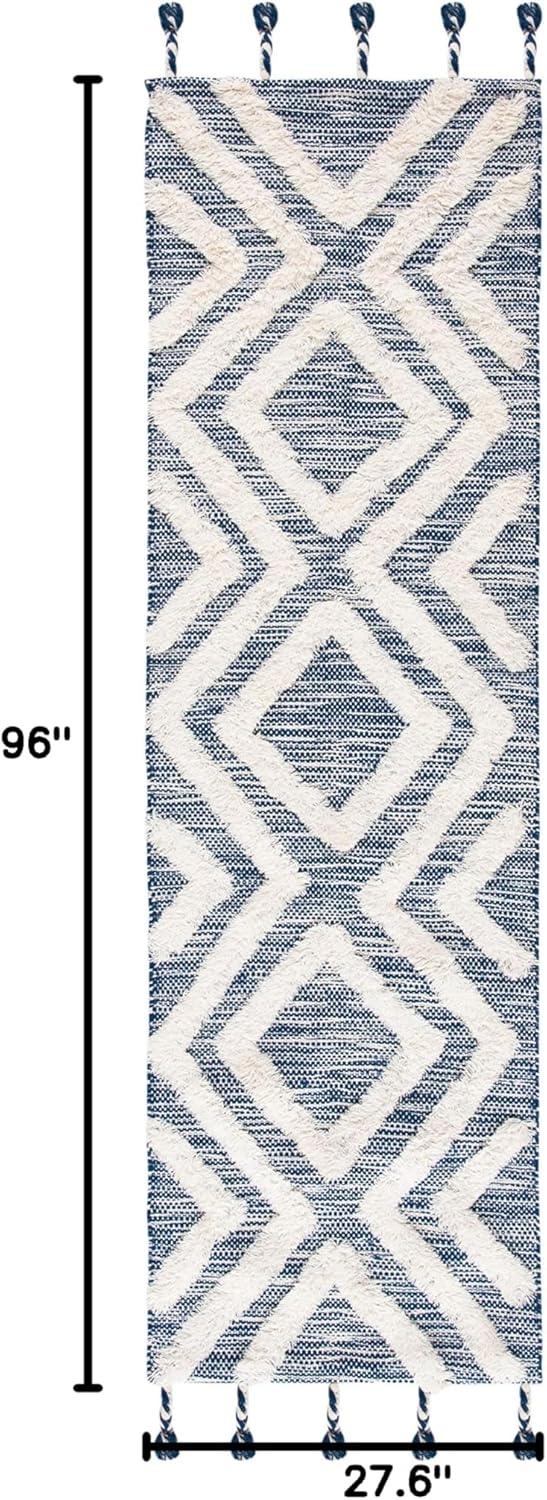 image:imageSAFAVIEH Area Rug 8x10 Kenya Collection Large Black amp Ivory Handmade Wool Moroccan Tassel Design Ideal for Living Room Bedroom Dining Space KNY331ZNavyIvory