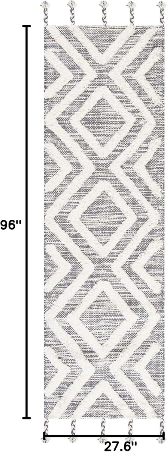image:imageSAFAVIEH Area Rug 8x10 Kenya Collection Large Black amp Ivory Handmade Wool Moroccan Tassel Design Ideal for Living Room Bedroom Dining Space KNY331ZGreyIvory