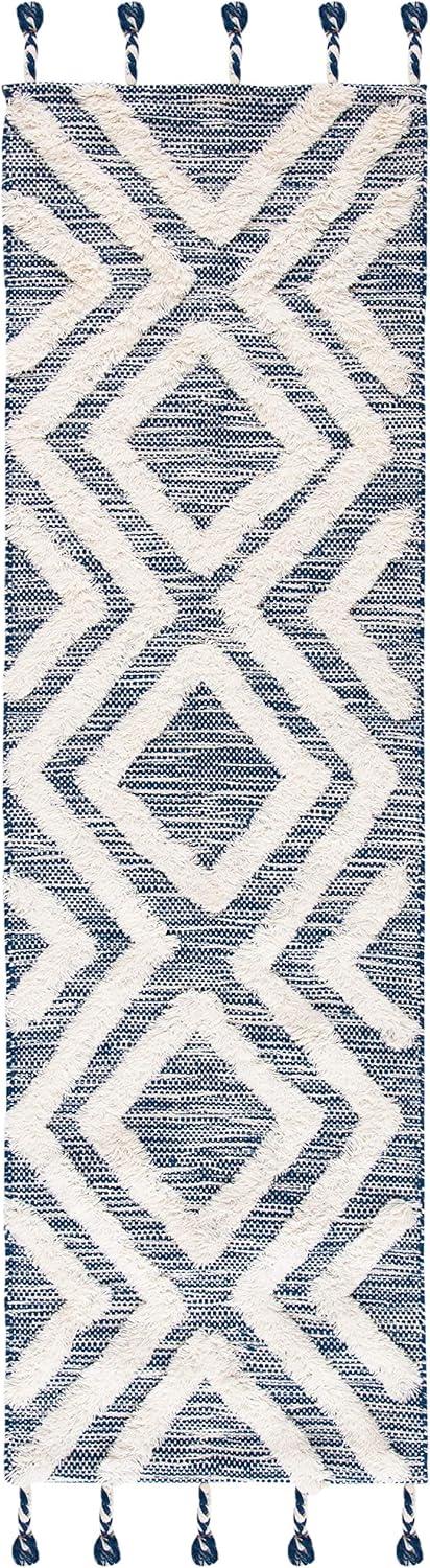 image:imageSAFAVIEH Area Rug 8x10 Kenya Collection Large Black amp Ivory Handmade Wool Moroccan Tassel Design Ideal for Living Room Bedroom Dining Space KNY331ZNavyIvory