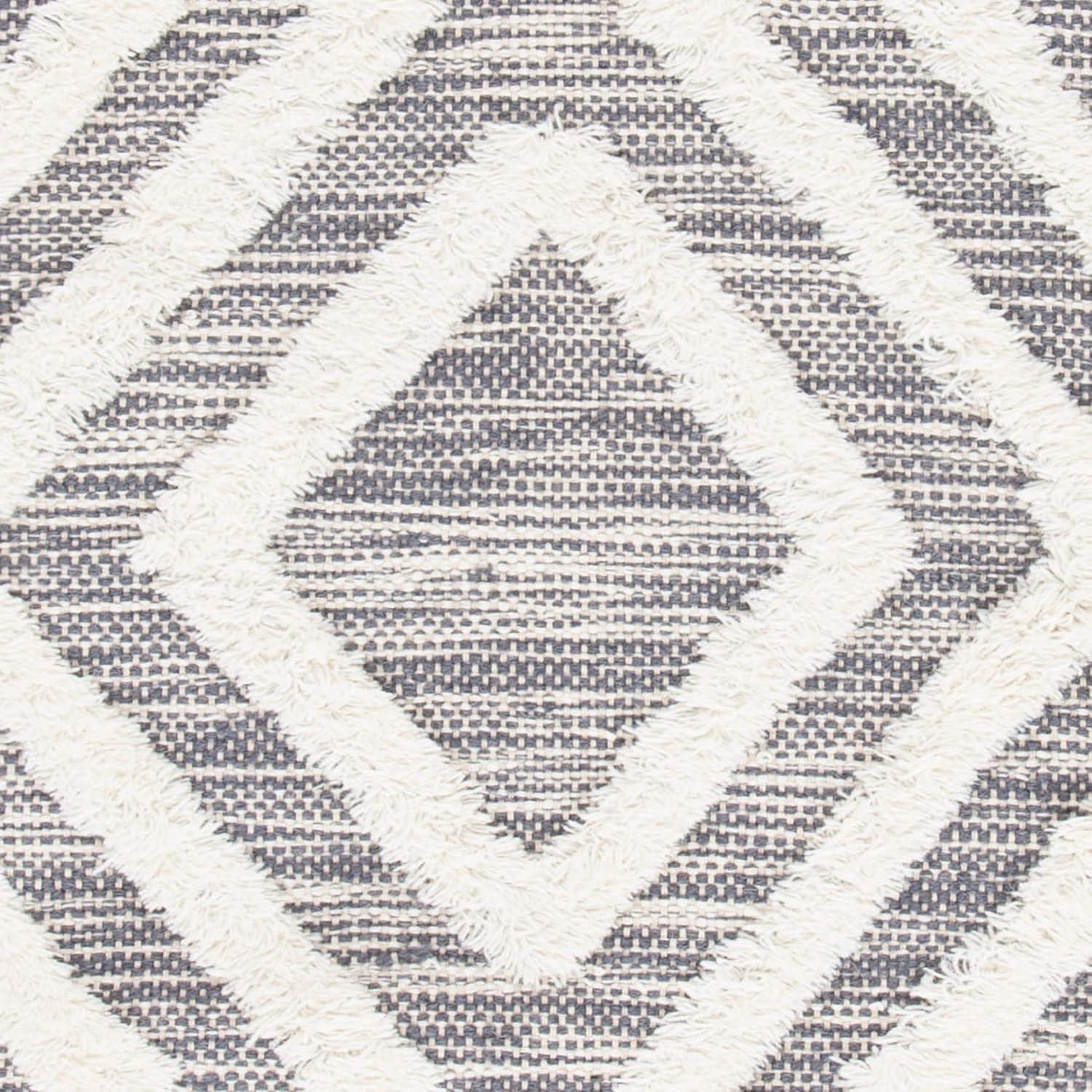 image:imageSAFAVIEH Area Rug 8x10 Kenya Collection Large Black amp Ivory Handmade Wool Moroccan Tassel Design Ideal for Living Room Bedroom Dining Space KNY331ZGreyIvory