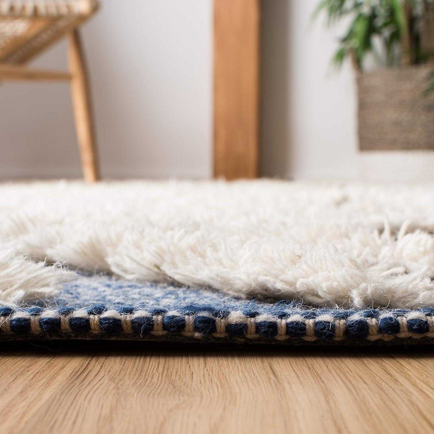 image:imageSAFAVIEH Area Rug 8x10 Kenya Collection Large Black amp Ivory Handmade Wool Moroccan Tassel Design Ideal for Living Room Bedroom Dining Space KNY331ZNavyIvory