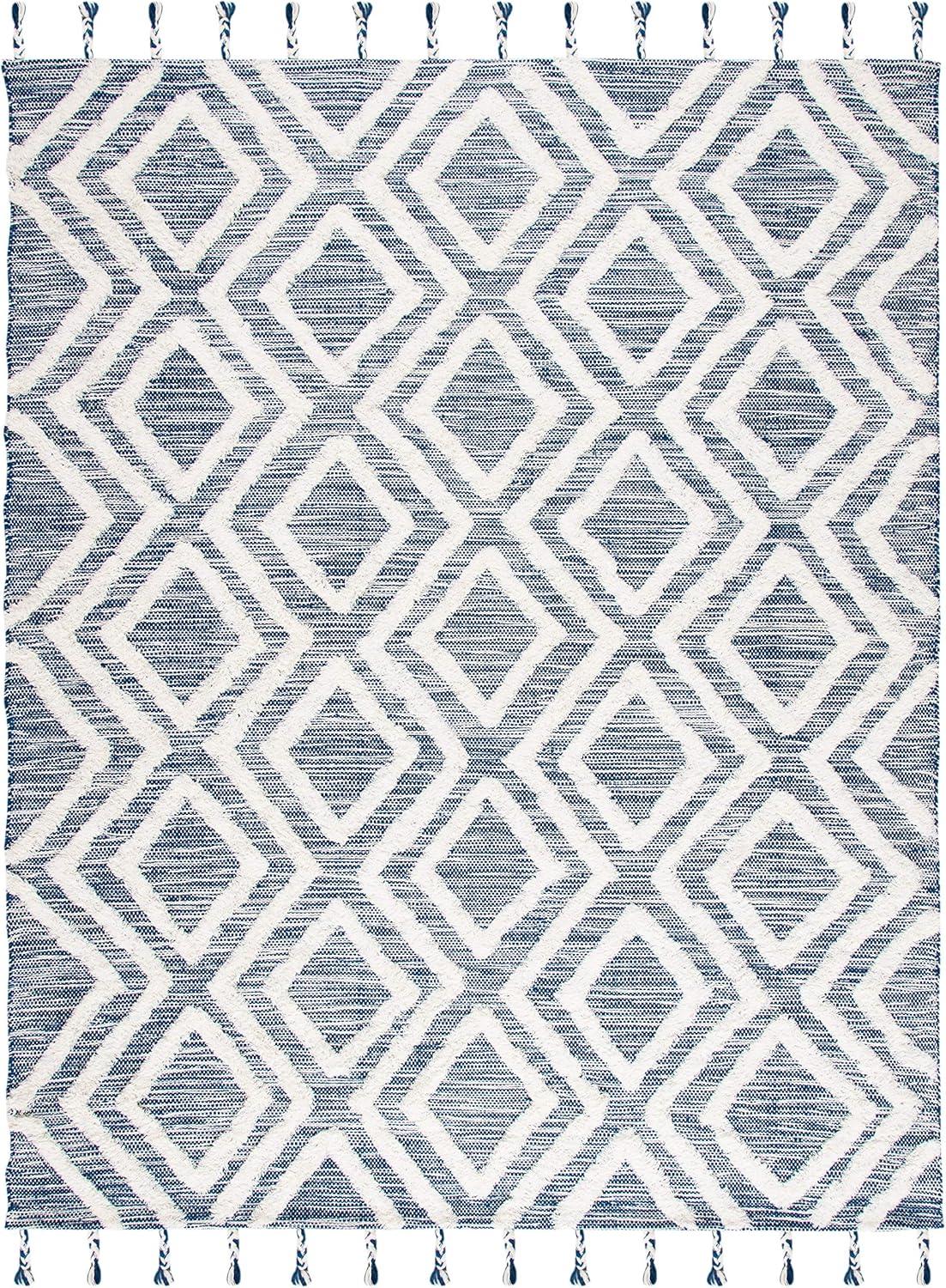image:imageSAFAVIEH Area Rug 8x10 Kenya Collection Large Black amp Ivory Handmade Wool Moroccan Tassel Design Ideal for Living Room Bedroom Dining Space KNY331ZNavyIvory