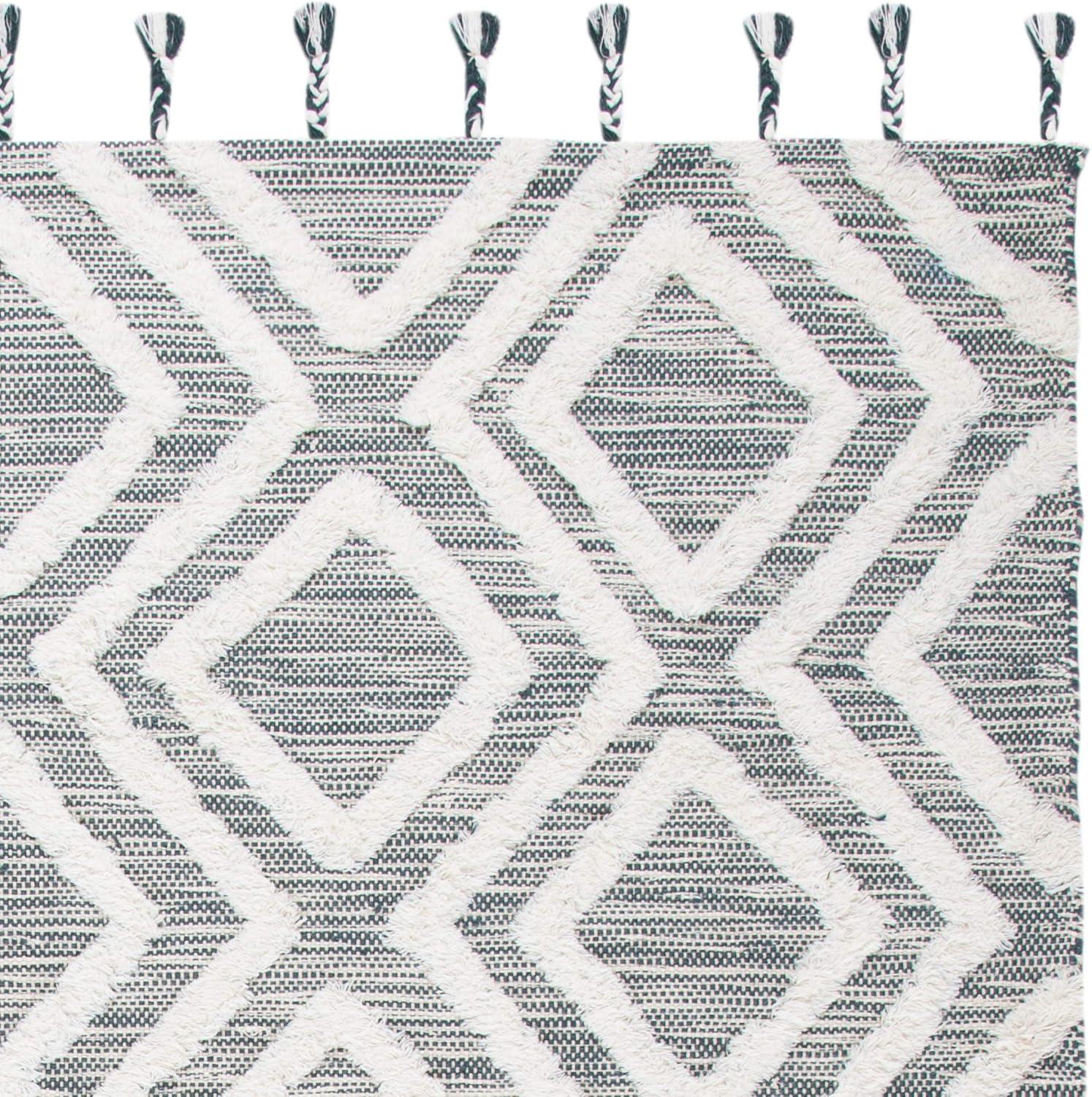 image:imageSAFAVIEH Area Rug 8x10 Kenya Collection Large Black amp Ivory Handmade Wool Moroccan Tassel Design Ideal for Living Room Bedroom Dining Space KNY331ZTealIvory