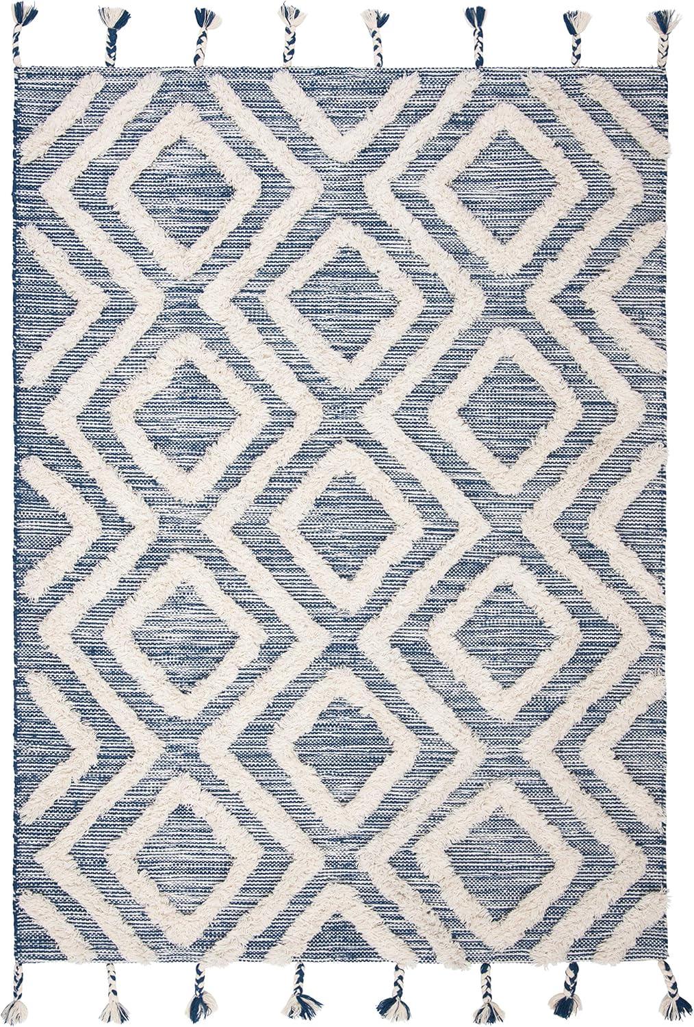 image:imageSAFAVIEH Area Rug 8x10 Kenya Collection Large Black amp Ivory Handmade Wool Moroccan Tassel Design Ideal for Living Room Bedroom Dining Space KNY331ZNavyIvory