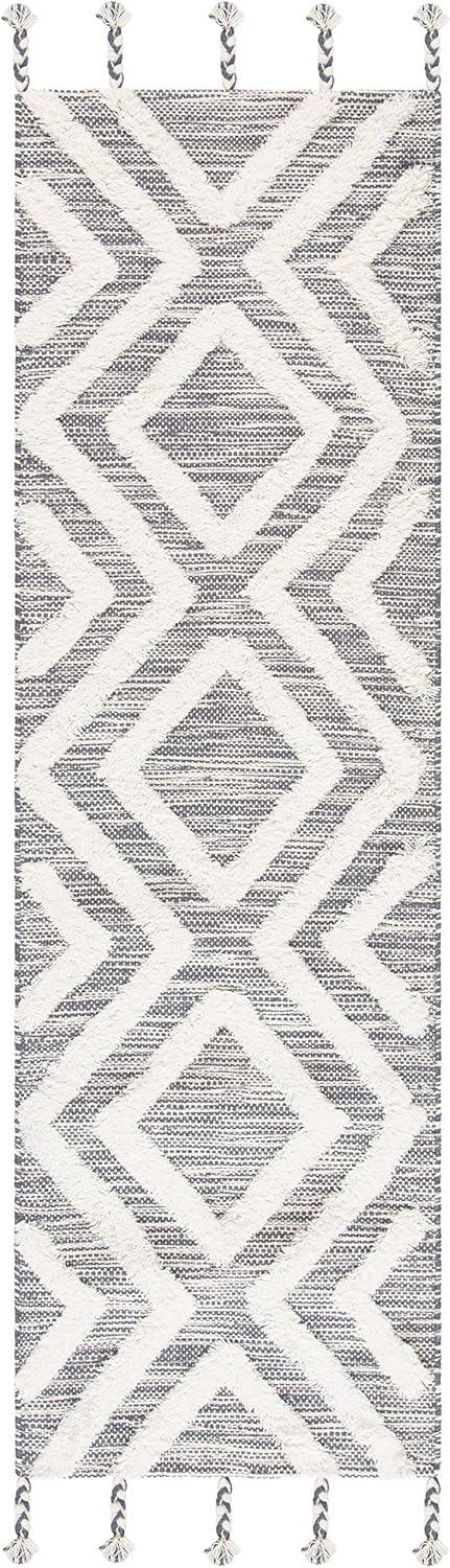 image:imageSAFAVIEH Area Rug 8x10 Kenya Collection Large Black amp Ivory Handmade Wool Moroccan Tassel Design Ideal for Living Room Bedroom Dining Space KNY331ZGreyIvory
