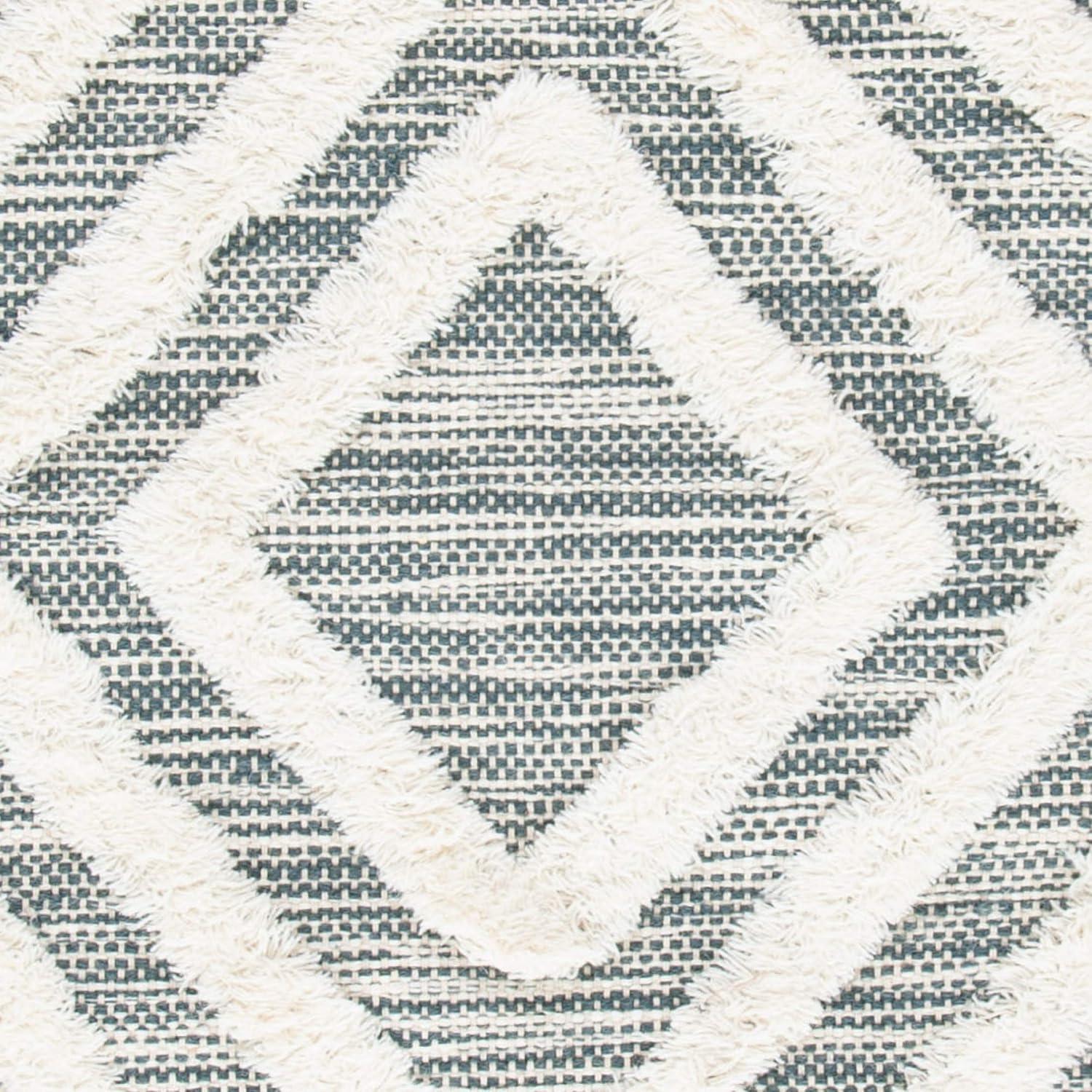 image:imageSAFAVIEH Area Rug 8x10 Kenya Collection Large Black amp Ivory Handmade Wool Moroccan Tassel Design Ideal for Living Room Bedroom Dining Space KNY331ZTealIvory