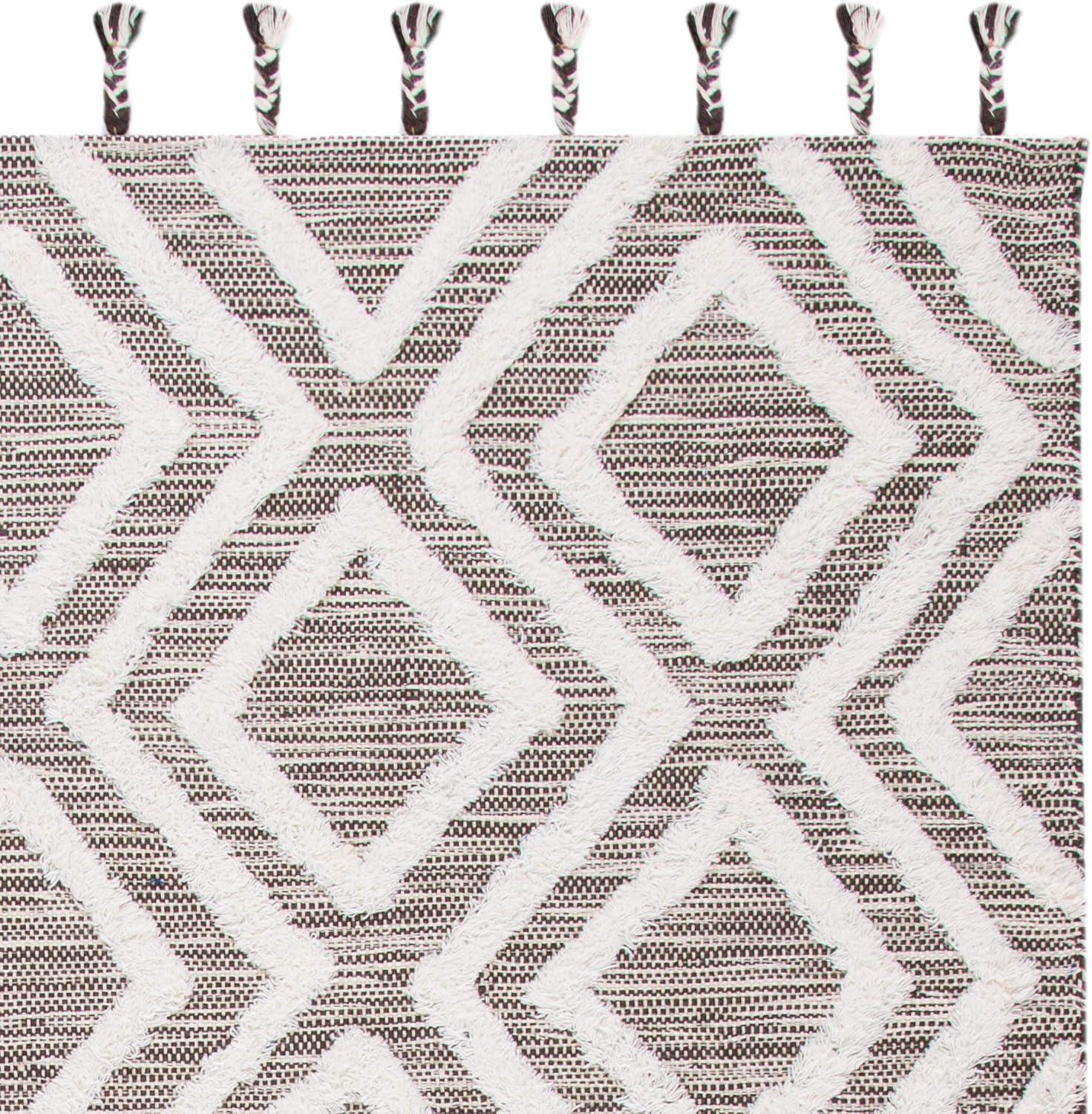 image:imageSAFAVIEH Area Rug 8x10 Kenya Collection Large Black amp Ivory Handmade Wool Moroccan Tassel Design Ideal for Living Room Bedroom Dining Space KNY331ZBrownIvory