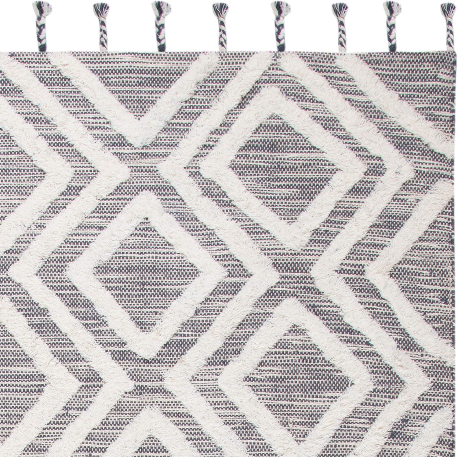image:imageSAFAVIEH Area Rug 8x10 Kenya Collection Large Black amp Ivory Handmade Wool Moroccan Tassel Design Ideal for Living Room Bedroom Dining Space KNY331ZGreyIvory