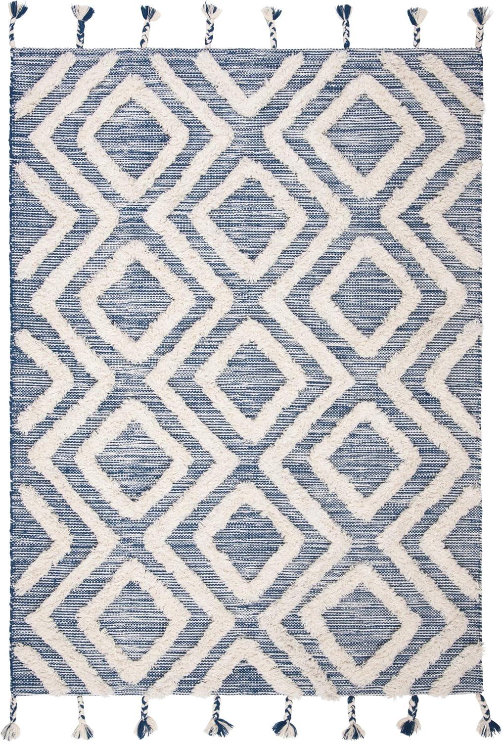 image:imageSAFAVIEH Area Rug 8x10 Kenya Collection Large Black amp Ivory Handmade Wool Moroccan Tassel Design Ideal for Living Room Bedroom Dining Space KNY331ZNavyIvory