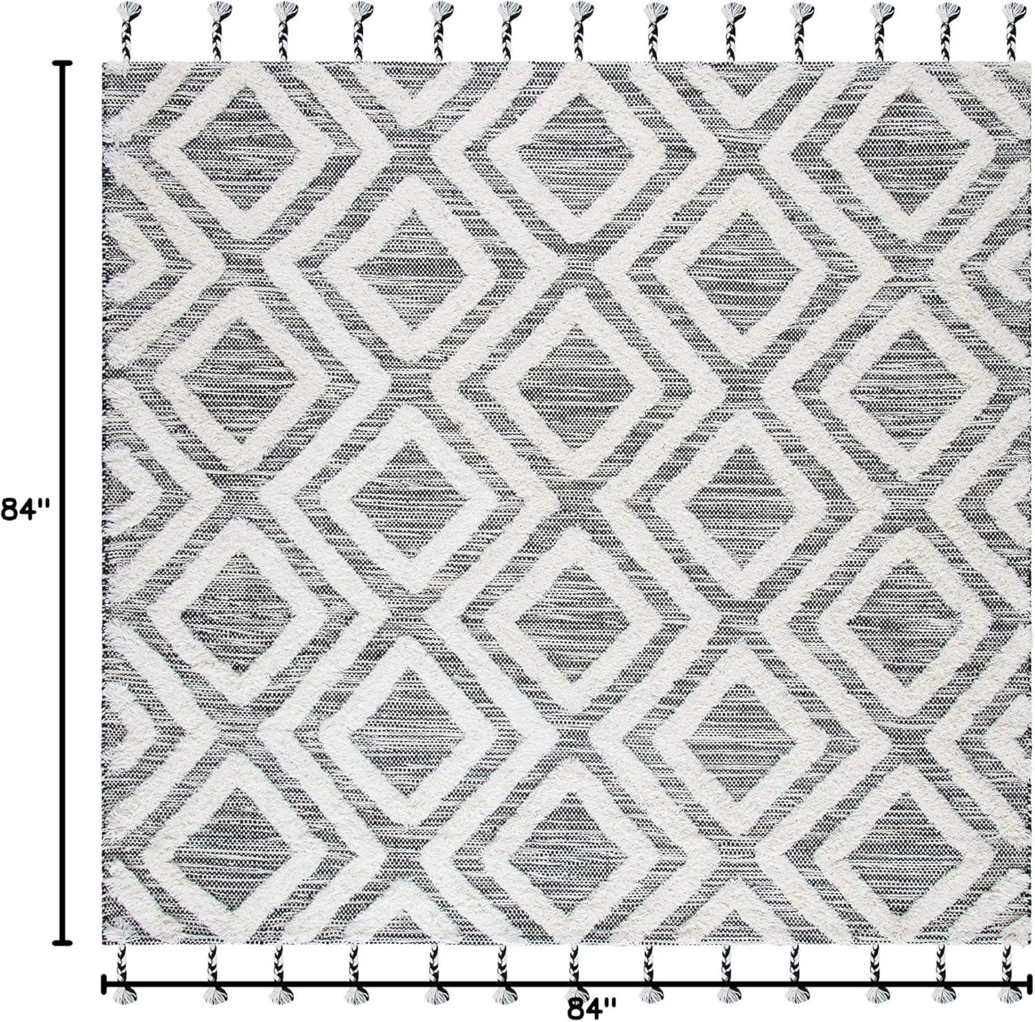 image:imageSAFAVIEH Area Rug 8x10 Kenya Collection Large Black amp Ivory Handmade Wool Moroccan Tassel Design Ideal for Living Room Bedroom Dining Space KNY331ZBlackIvory