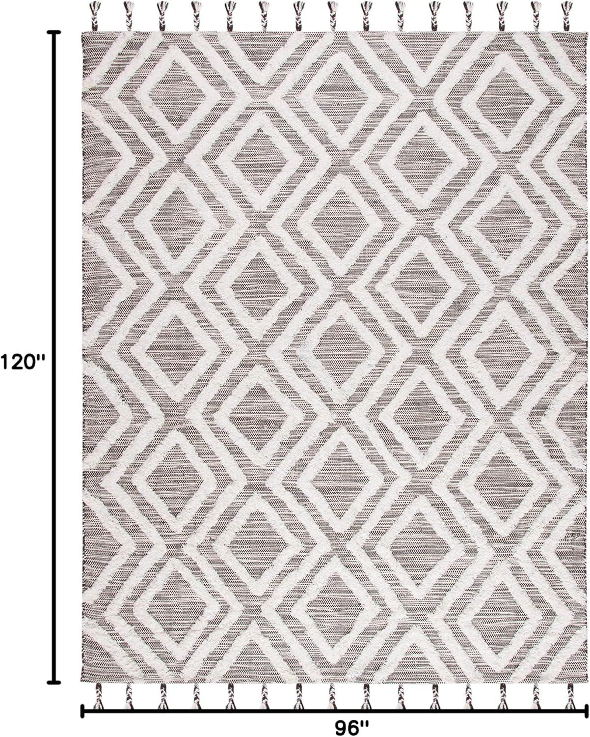 image:imageSAFAVIEH Area Rug 8x10 Kenya Collection Large Black amp Ivory Handmade Wool Moroccan Tassel Design Ideal for Living Room Bedroom Dining Space KNY331ZBrownIvory