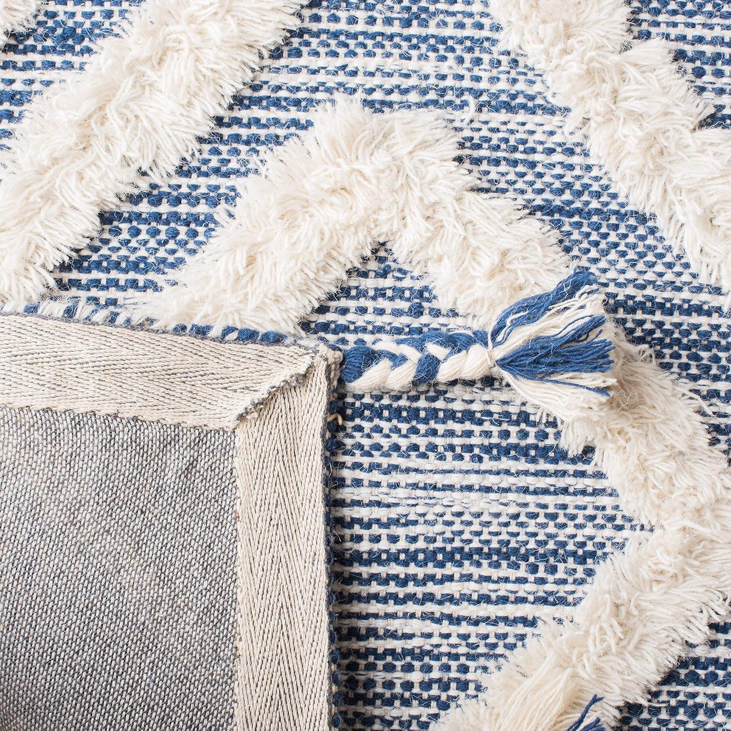 image:imageSAFAVIEH Area Rug 8x10 Kenya Collection Large Black amp Ivory Handmade Wool Moroccan Tassel Design Ideal for Living Room Bedroom Dining Space KNY331ZNavyIvory