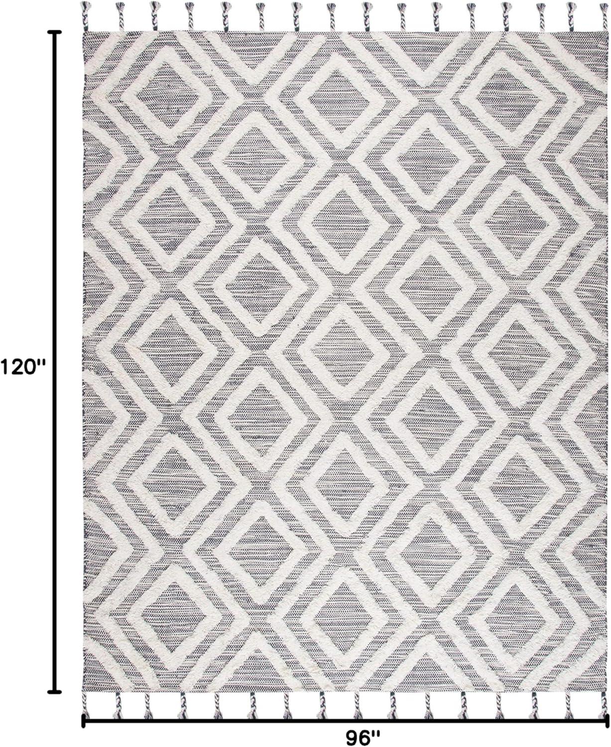 image:imageSAFAVIEH Area Rug 8x10 Kenya Collection Large Black amp Ivory Handmade Wool Moroccan Tassel Design Ideal for Living Room Bedroom Dining Space KNY331ZGreyIvory