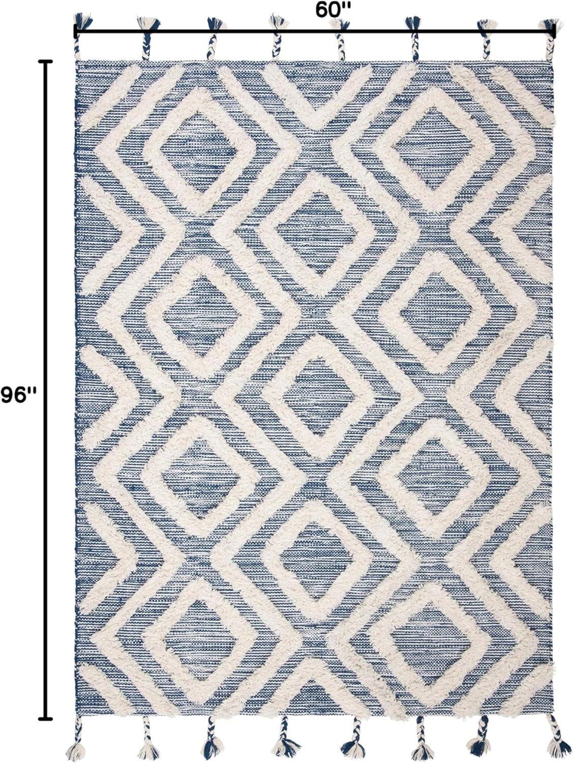 image:imageSAFAVIEH Area Rug 8x10 Kenya Collection Large Black amp Ivory Handmade Wool Moroccan Tassel Design Ideal for Living Room Bedroom Dining Space KNY331ZNavyIvory