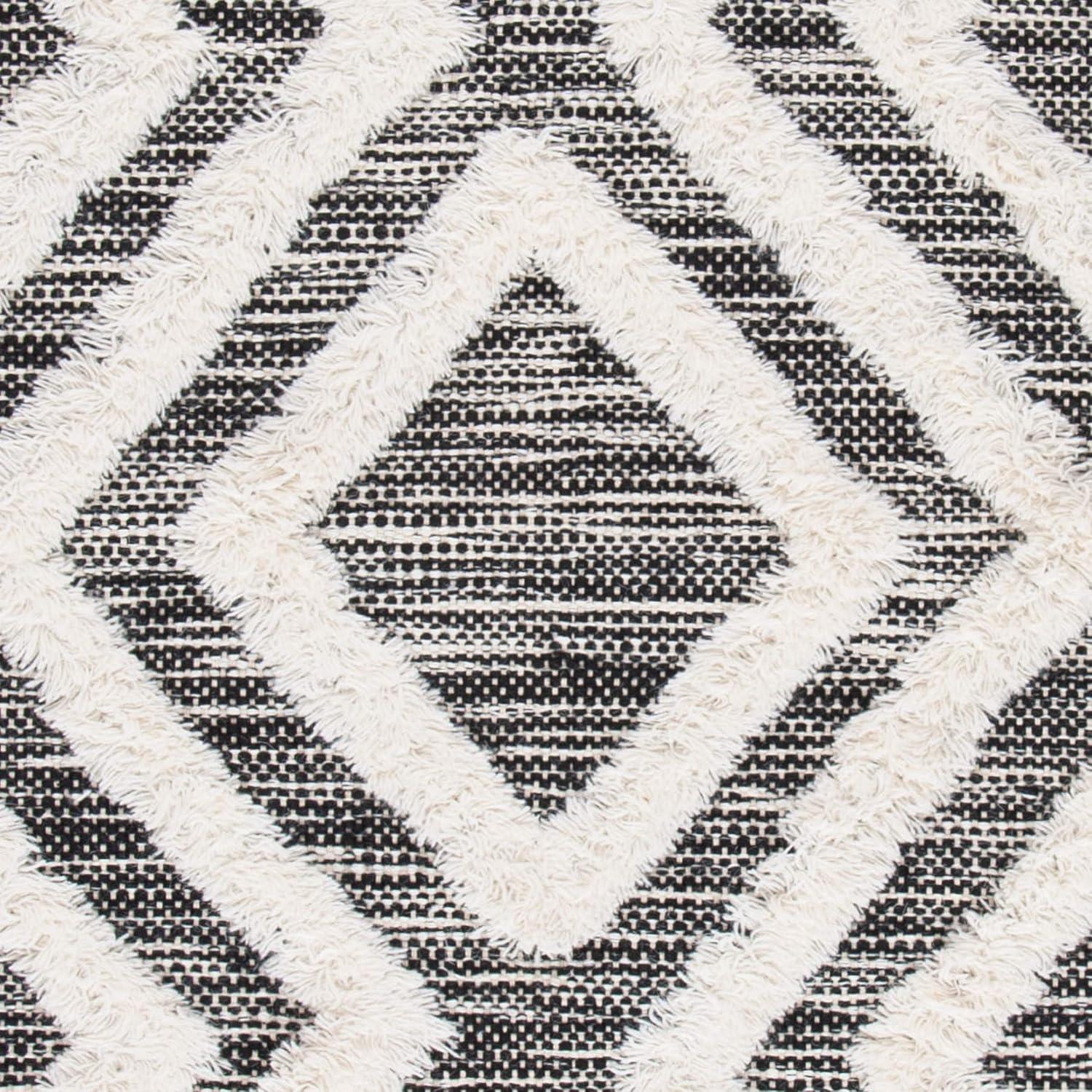 image:imageSAFAVIEH Area Rug 8x10 Kenya Collection Large Black amp Ivory Handmade Wool Moroccan Tassel Design Ideal for Living Room Bedroom Dining Space KNY331ZBlackIvory