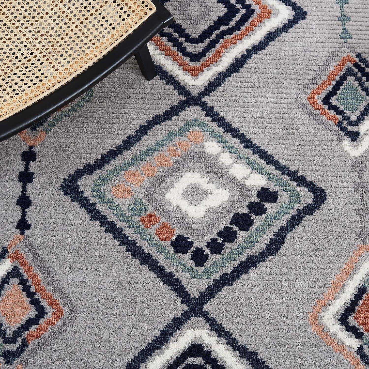 image:imageSAFAVIEH Area Rug 8x10 Marrakech Collection Large Ivory amp Multi Moroccan Boho Tribal Rustic Design NonShedding amp Easy Cleaning Ideal for Living Room Bedroom Office Dining Space MRK616AGreyBlue Rust