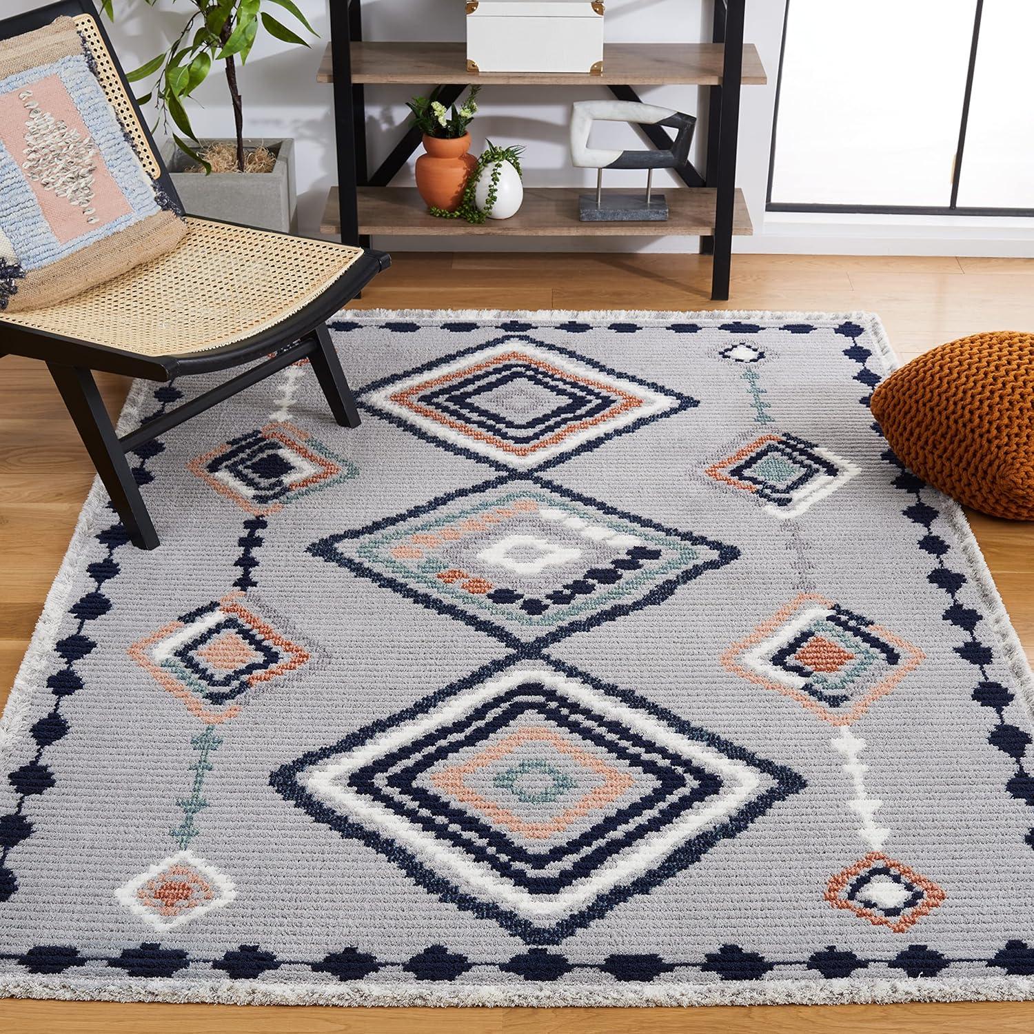 image:imageSAFAVIEH Area Rug 8x10 Marrakech Collection Large Ivory amp Multi Moroccan Boho Tribal Rustic Design NonShedding amp Easy Cleaning Ideal for Living Room Bedroom Office Dining Space MRK616AGreyBlue Rust