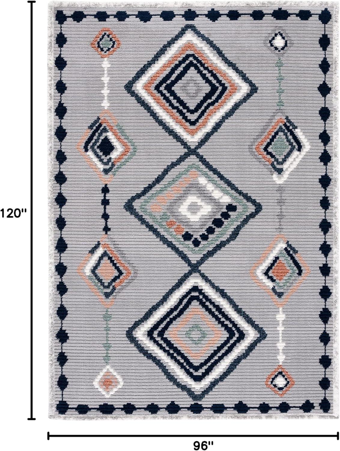 image:imageSAFAVIEH Area Rug 8x10 Marrakech Collection Large Ivory amp Multi Moroccan Boho Tribal Rustic Design NonShedding amp Easy Cleaning Ideal for Living Room Bedroom Office Dining Space MRK616AGreyBlue Rust